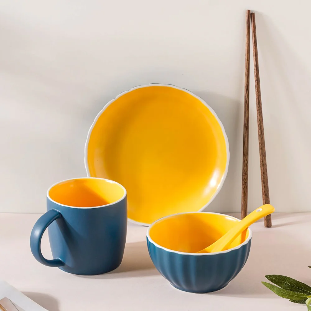 Chrome 5 Piece Blue Snack Set For 1 - Image 4