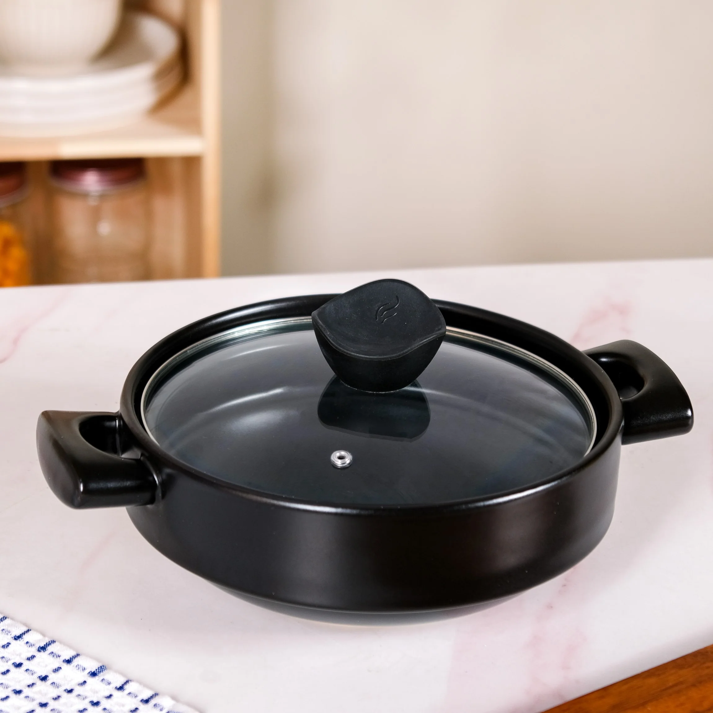 Classic Black Korean Ceramic Cooking Pot 2000ml - Image 11