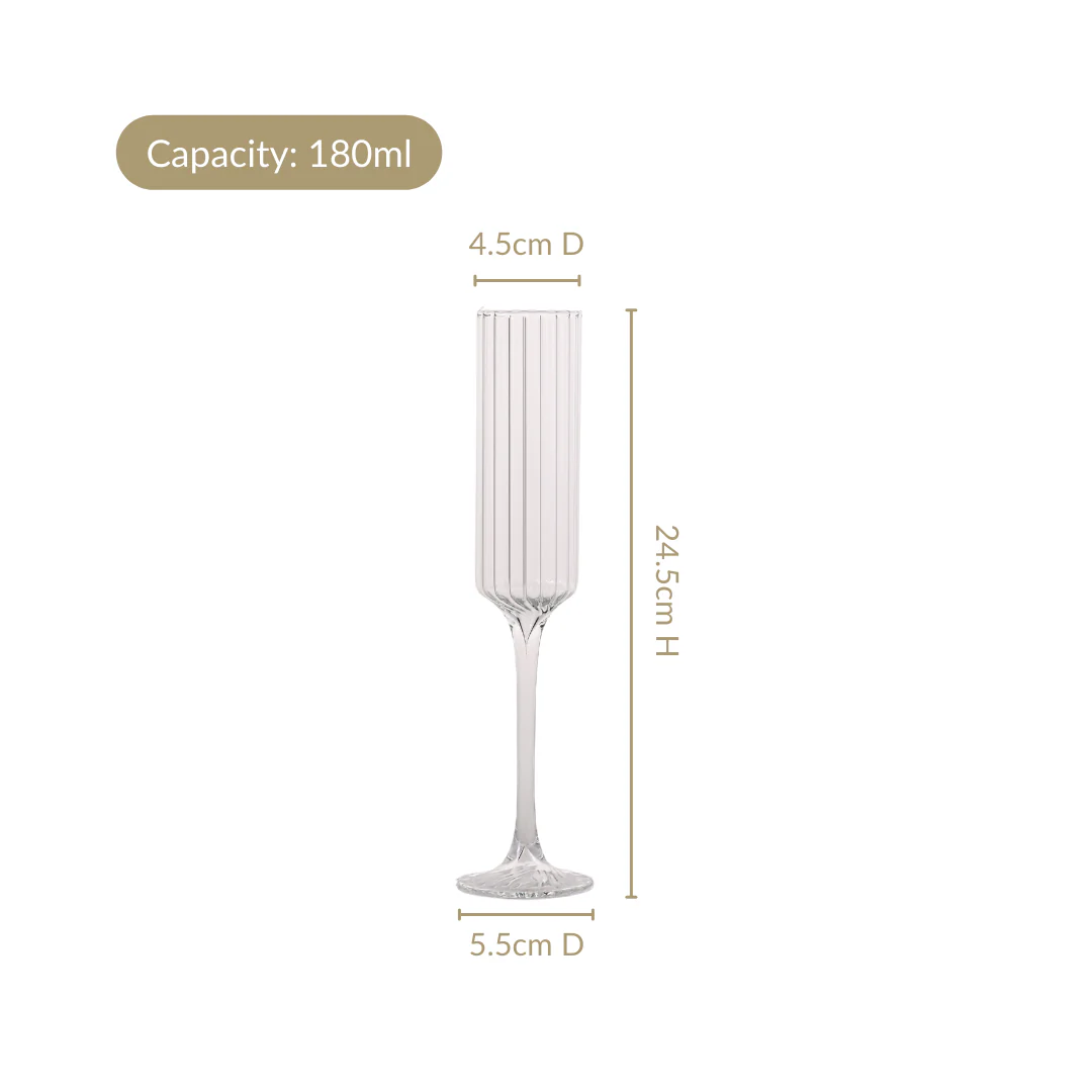 Classic Ribbed Champagne Glass 180ml - Image 4
