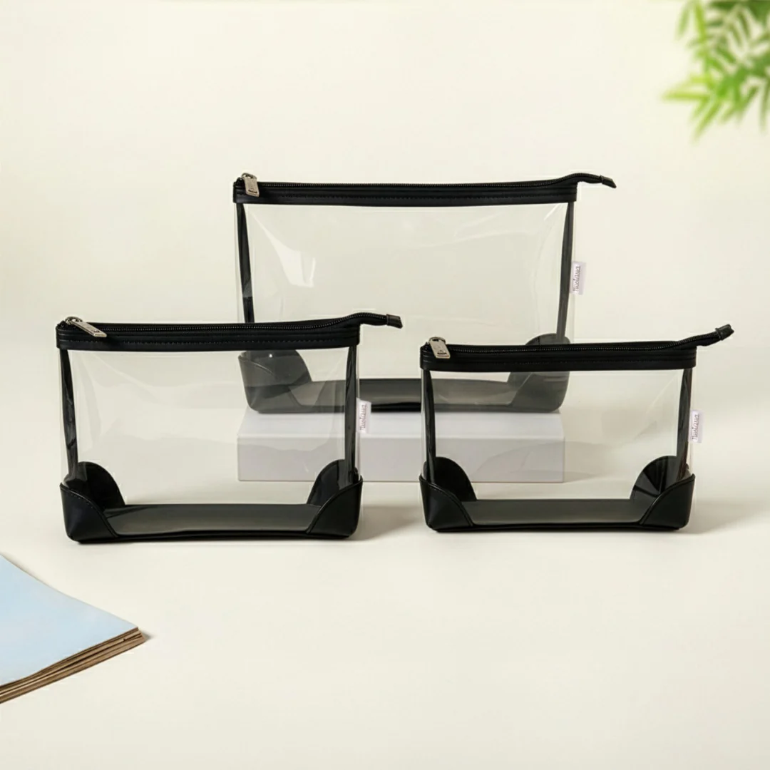 Classic Travel Pouch Set Of 3 Black - Image 2