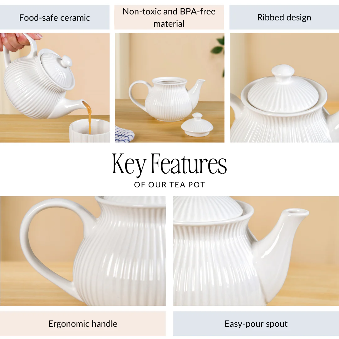 Classic Vintage Ceramic Teapot 600ml - Image 4