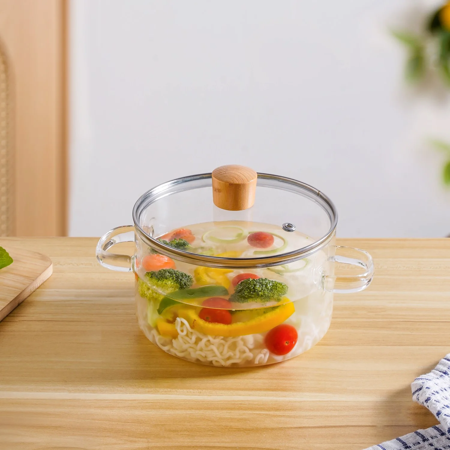 Clear Borosilicate Glass Cooking Pot With Lid 1800ml - Image 10