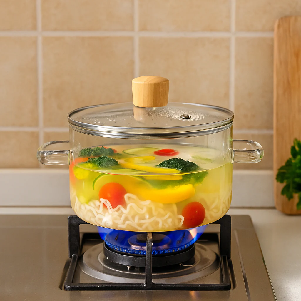 Clear Borosilicate Glass Cooking Pot With Lid 1800ml - Image 6