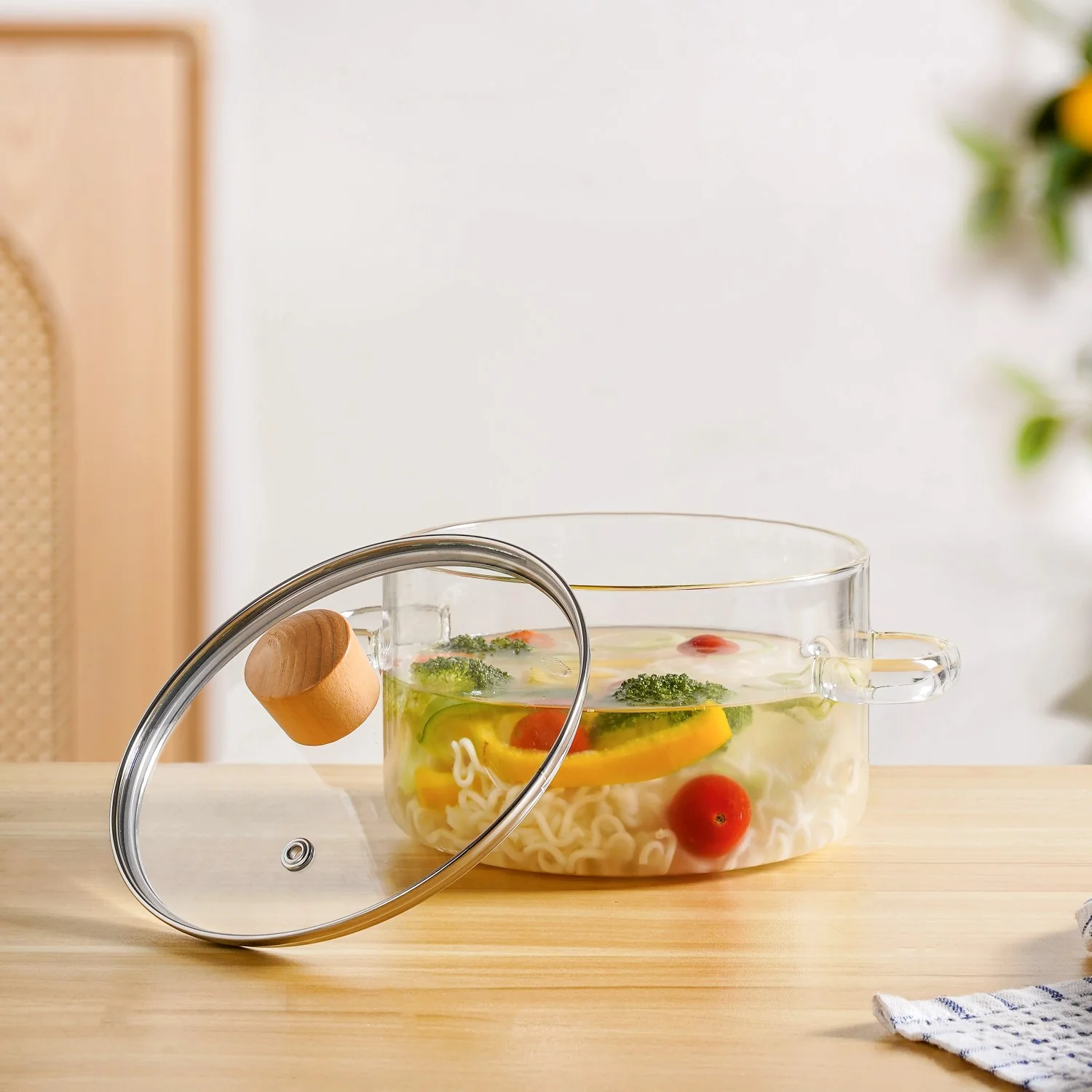 Clear Borosilicate Glass Cooking Pot With Lid 1800ml - Image 9