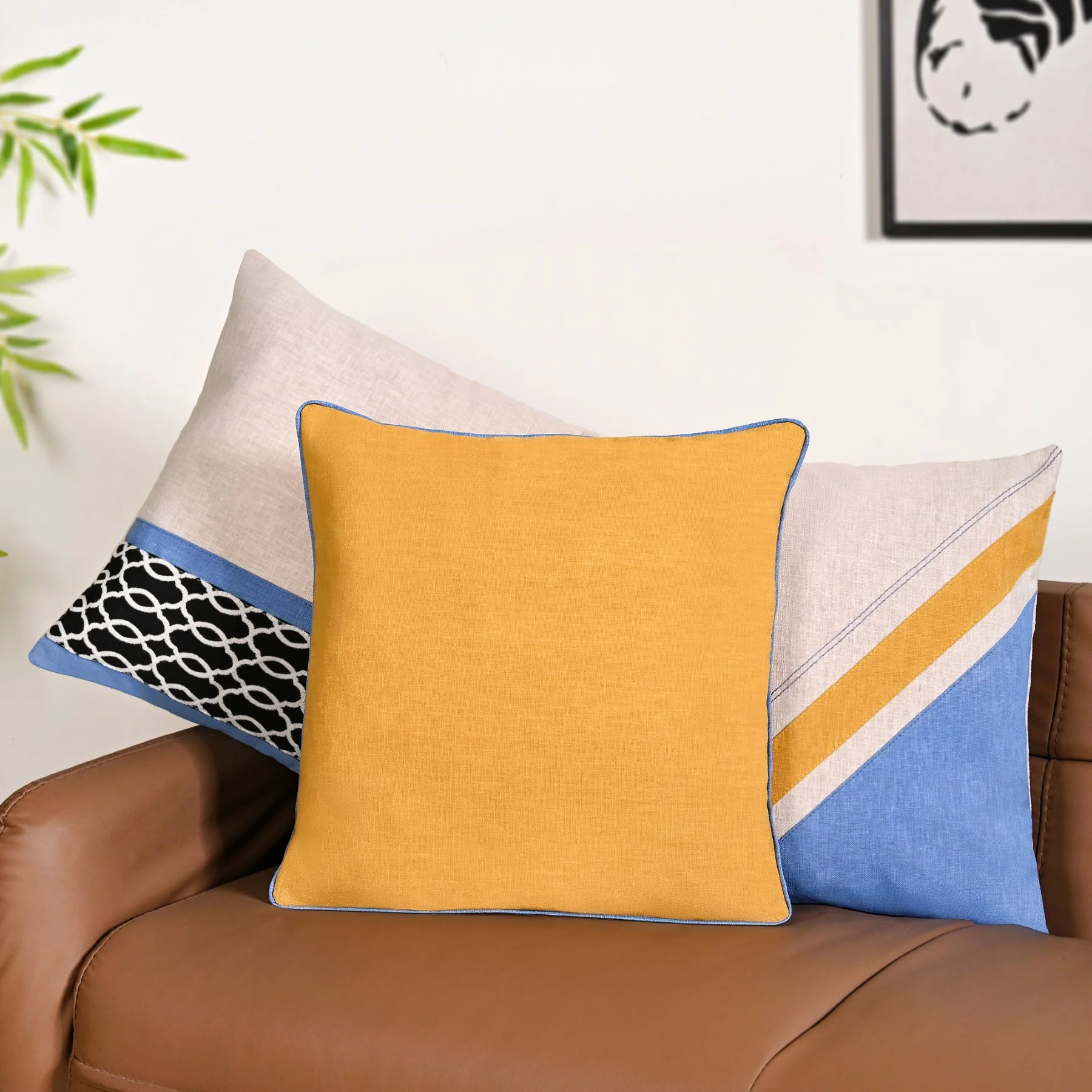 Coastal Contrast Cushion Cover Set Of 3 40x40cm - Image 2