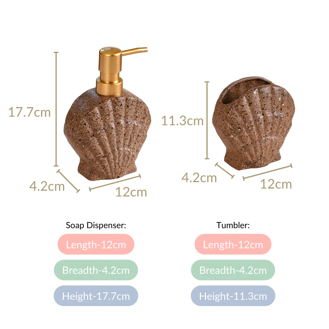 Coastal Shell Stoneware Bath Set Of 2 Brown - Image 7