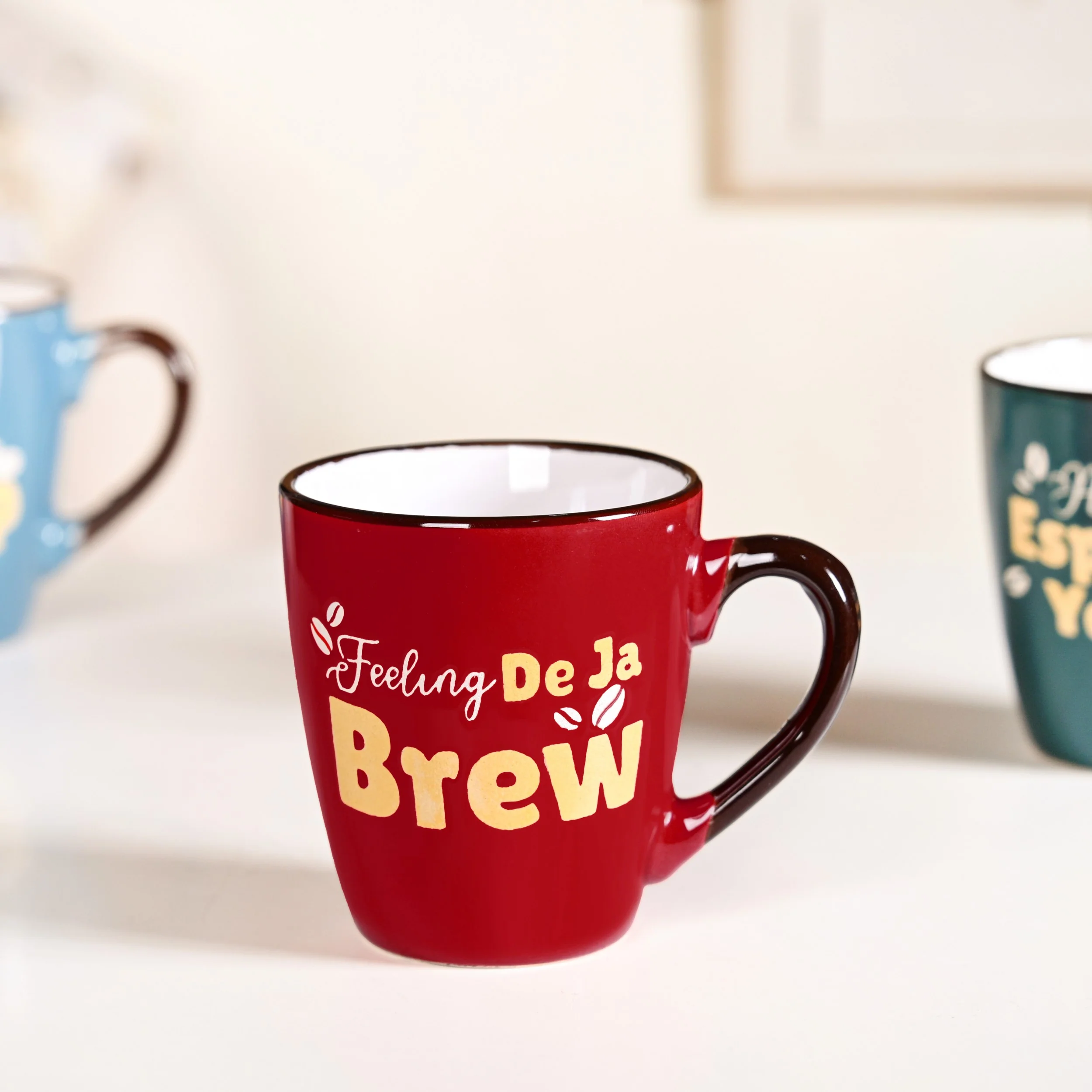 Coffee Quotes Ceramic Mug Set Of 4 210ml - Image 6