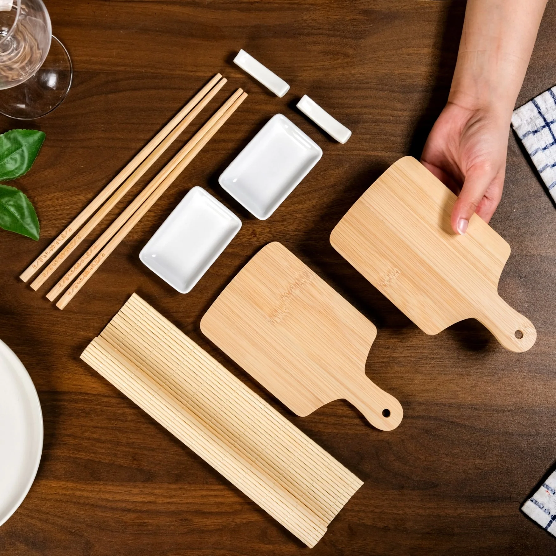 Complete Sushi Set With Rolling Mat And Bamboo Chopsticks Set Of 9 - Image 2