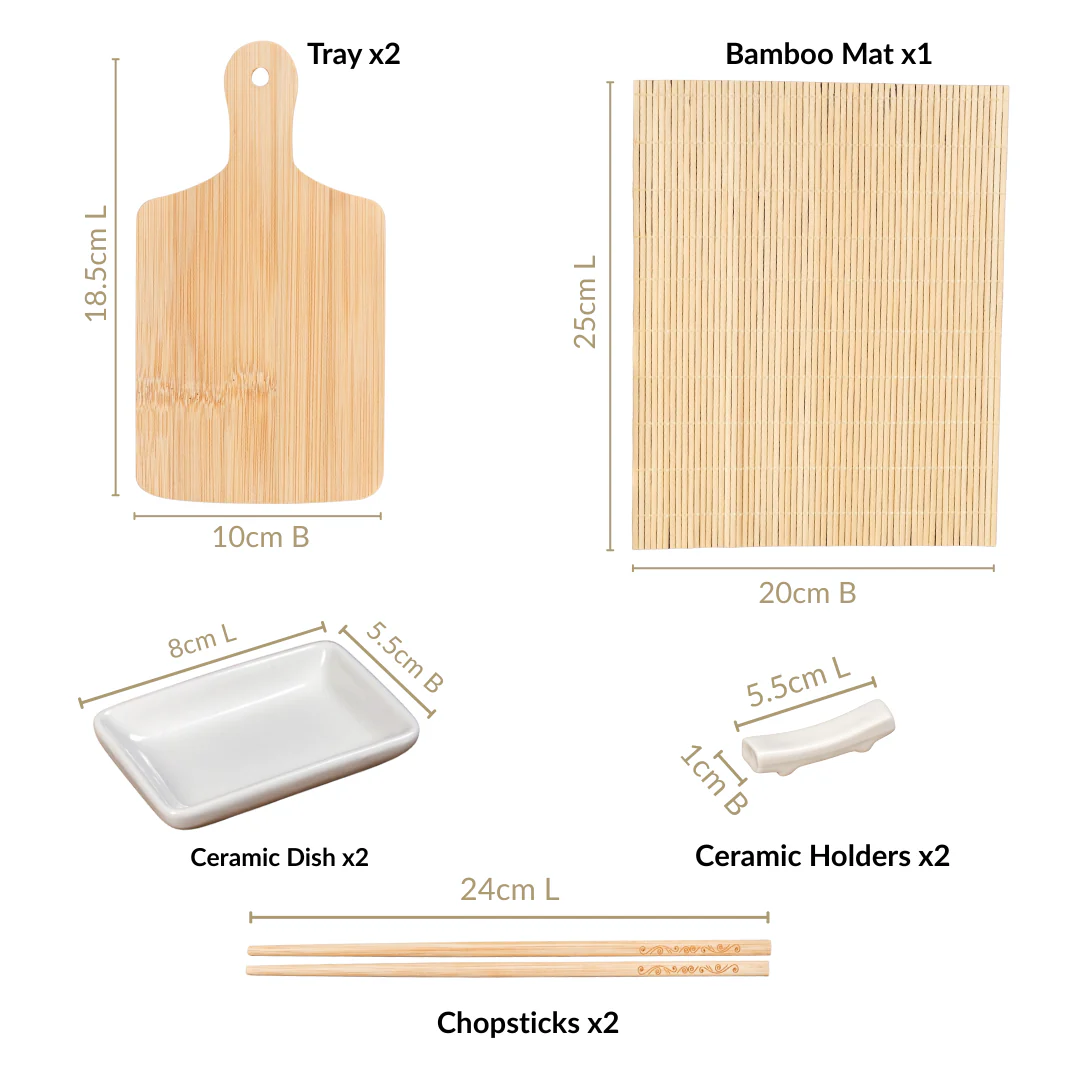 Complete Sushi Set With Rolling Mat And Bamboo Chopsticks Set Of 9 - Image 4