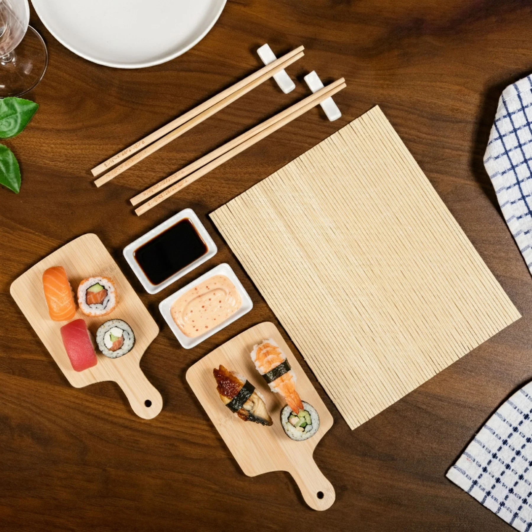 Complete Sushi Set With Rolling Mat And Bamboo Chopsticks Set Of 9 - Image 8