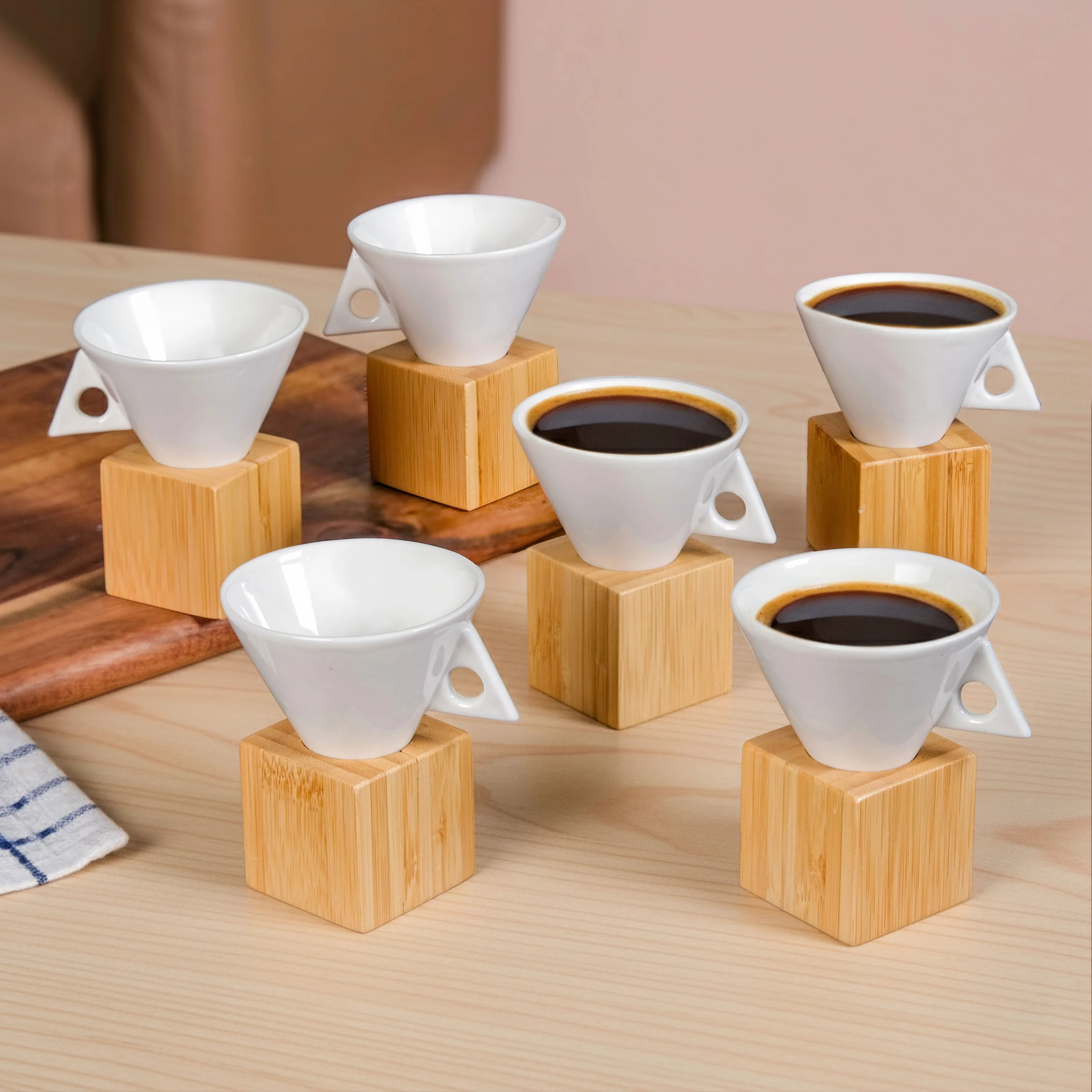 Conical Espresso Cup With Stand Set Of 6 90ml - Image 2