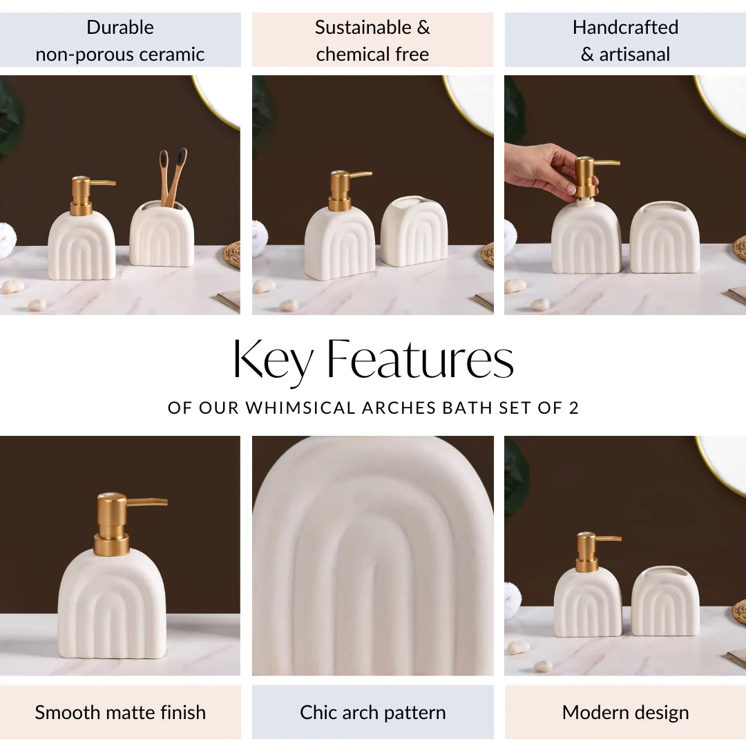 Contemporary Arches Bathroom Set Of 2 Matte White - Image 5
