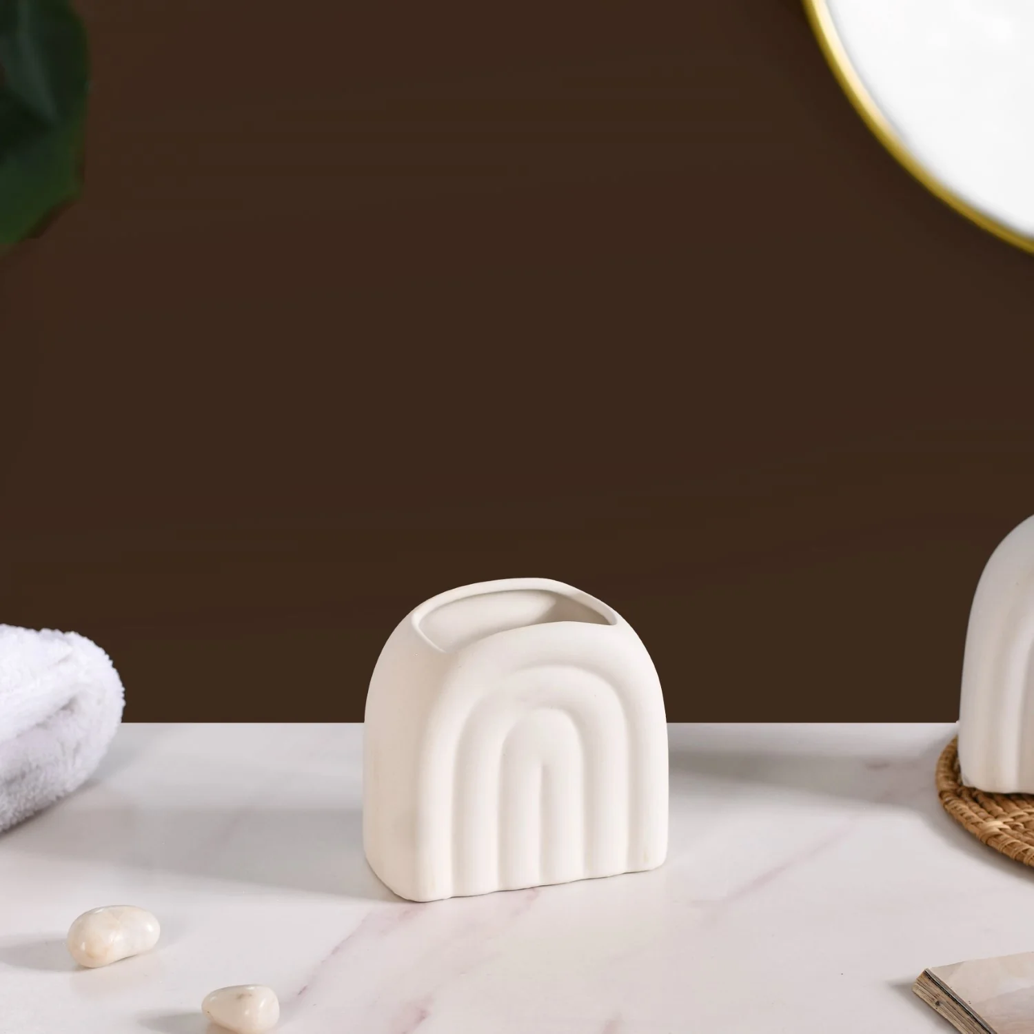 Contemporary Arches Bathroom Set Of 2 Matte White - Image 8