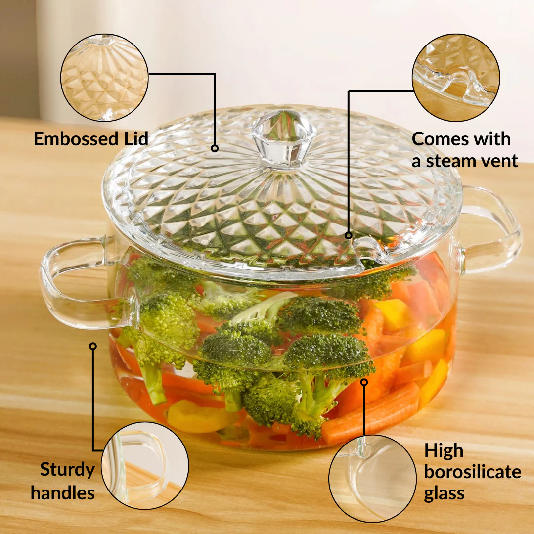 Cooking Pot With Embossed Lid 1800ml - Image 3