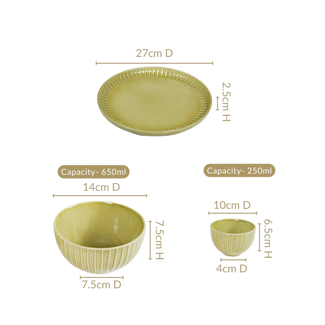 Costola Olive Green 16 Piece Dinner Set For 6 - Image 4
