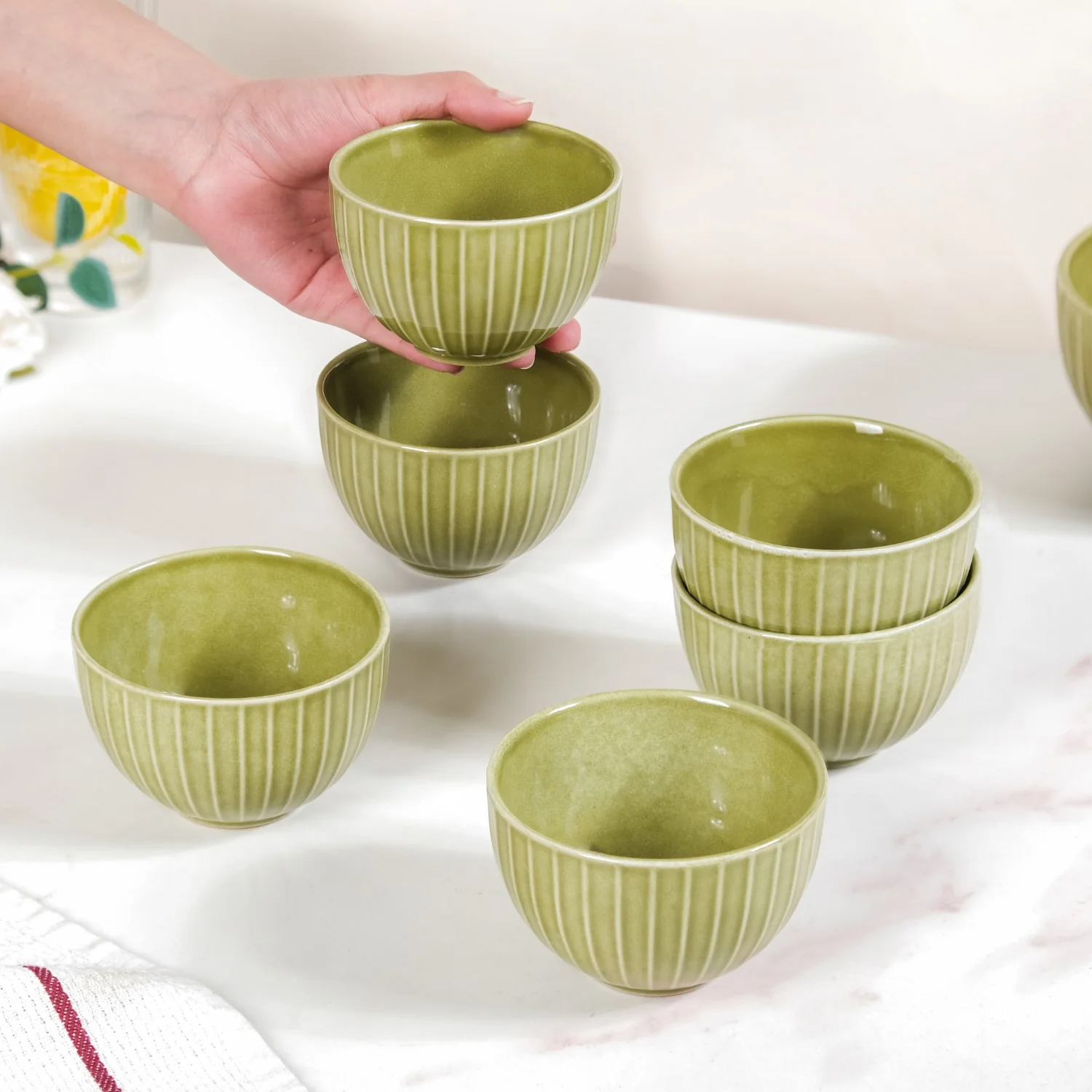 Costola Olive Green 16 Piece Dinner Set For 6 - Image 6
