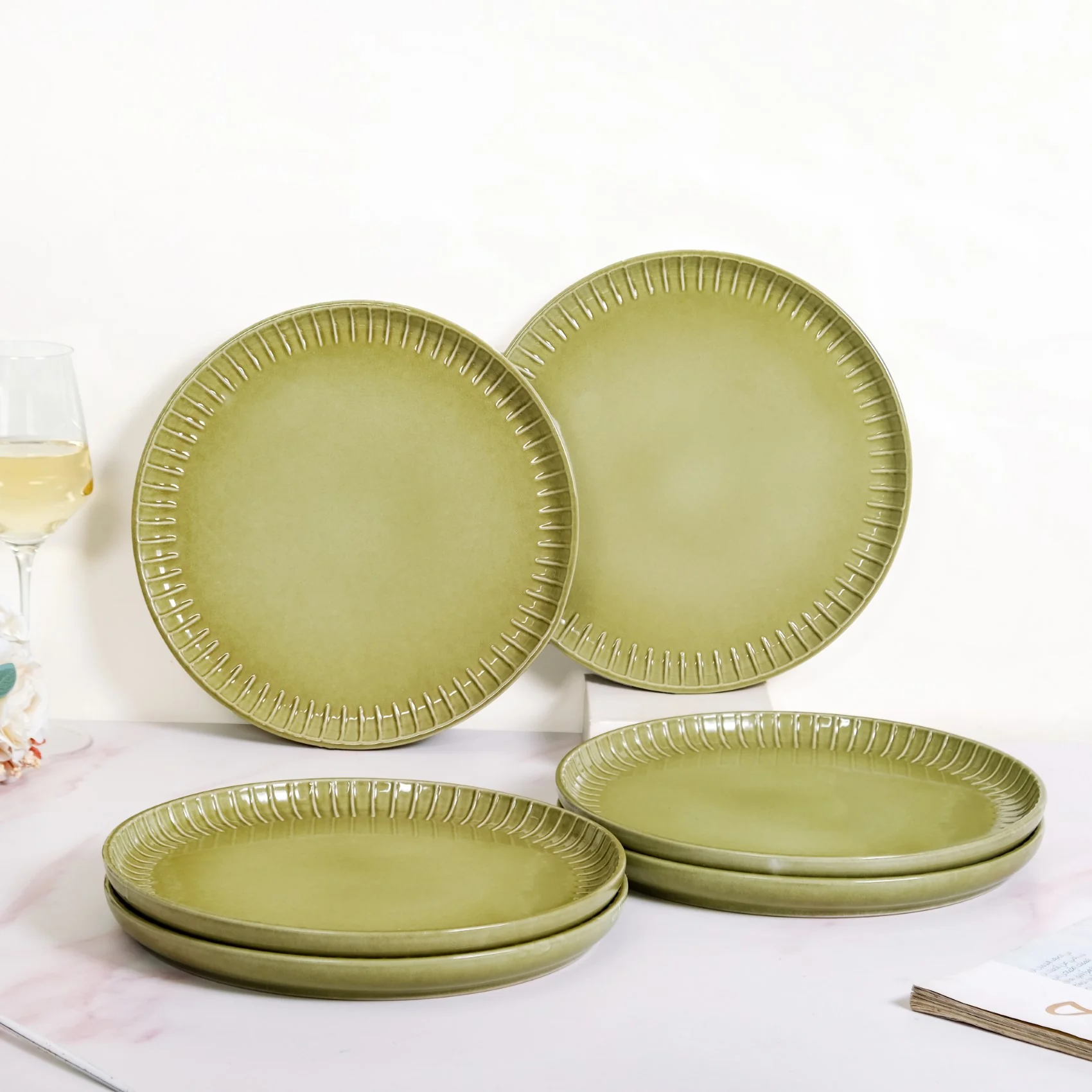 Costola Olive Green 16 Piece Dinner Set For 6 - Image 7