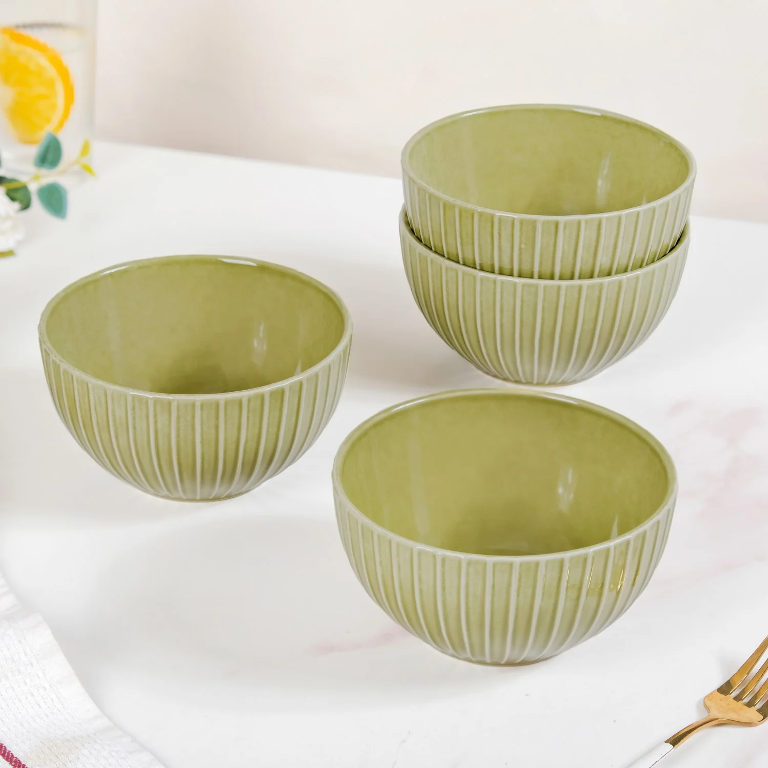 Costola Olive Green 16 Piece Dinner Set For 6 - Image 8