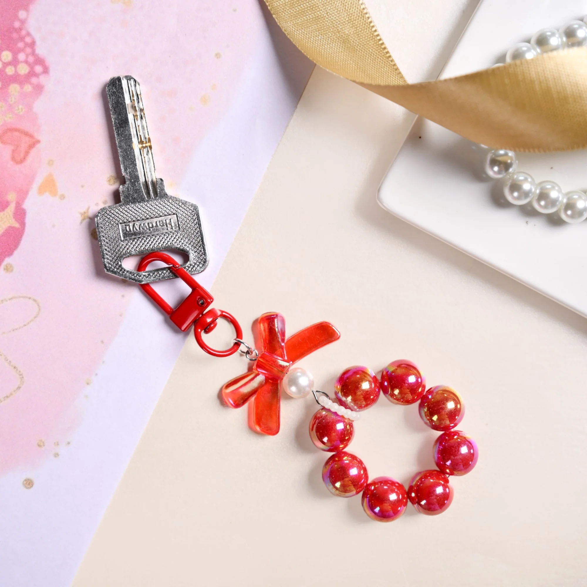 Crimson Glimmer Cute Keychain - Image 3