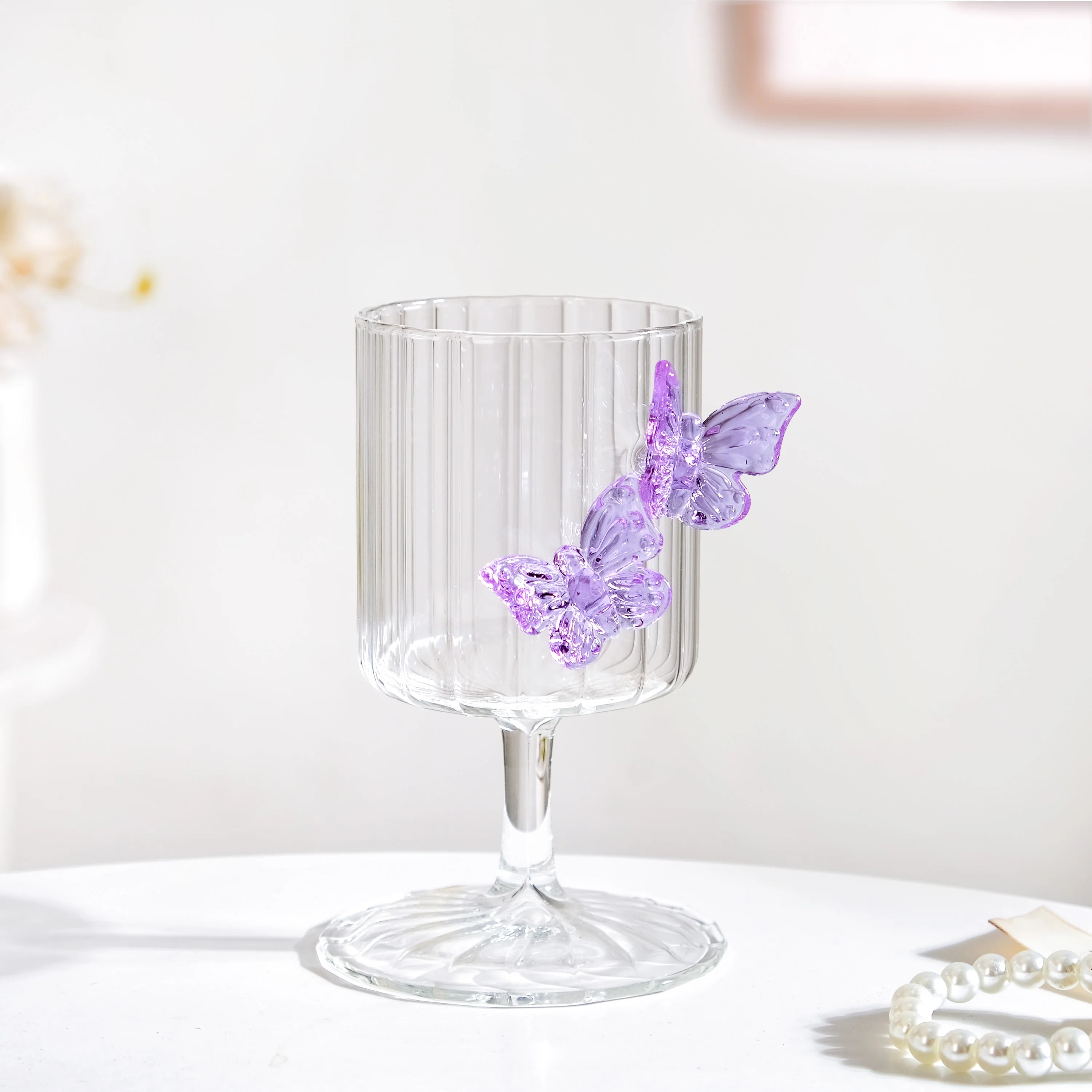 Crystal 3D Butterfly Wine Glass Lavender 250ml - Image 10