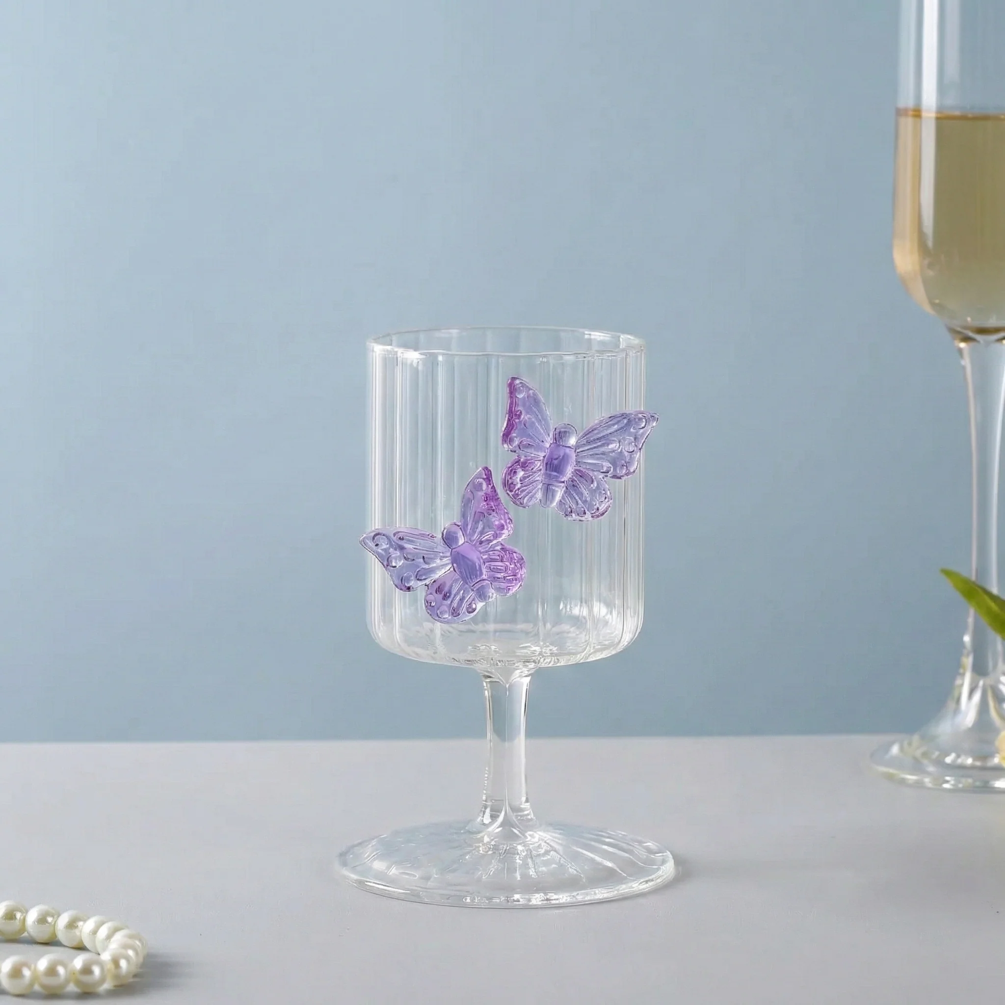 Crystal 3D Butterfly Wine Glass Lavender 250ml - Image 11