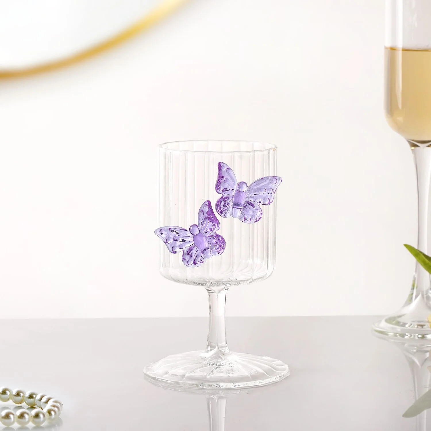 Crystal 3D Butterfly Wine Glass Lavender 250ml - Image 2