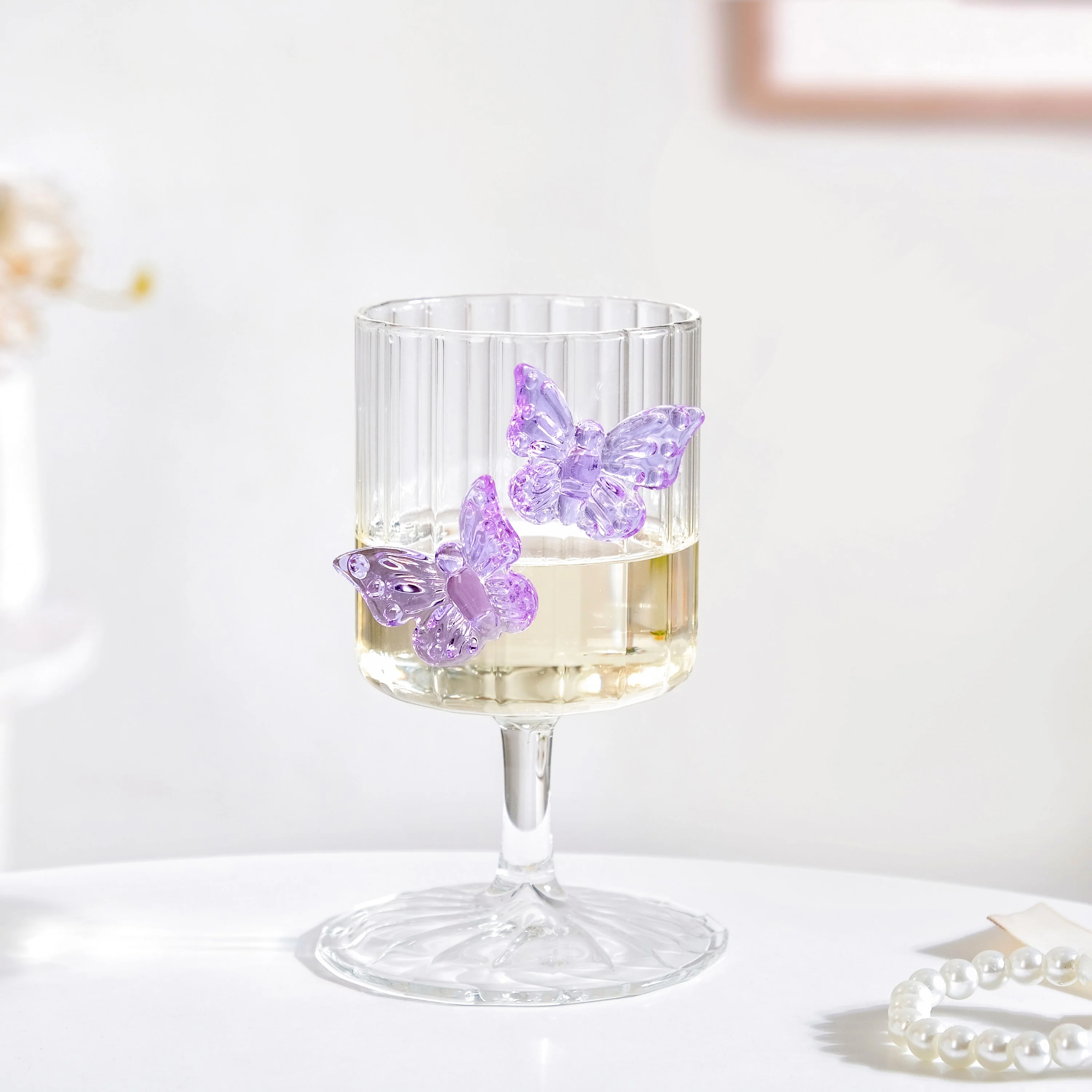 Crystal 3D Butterfly Wine Glass Lavender 250ml - Image 4
