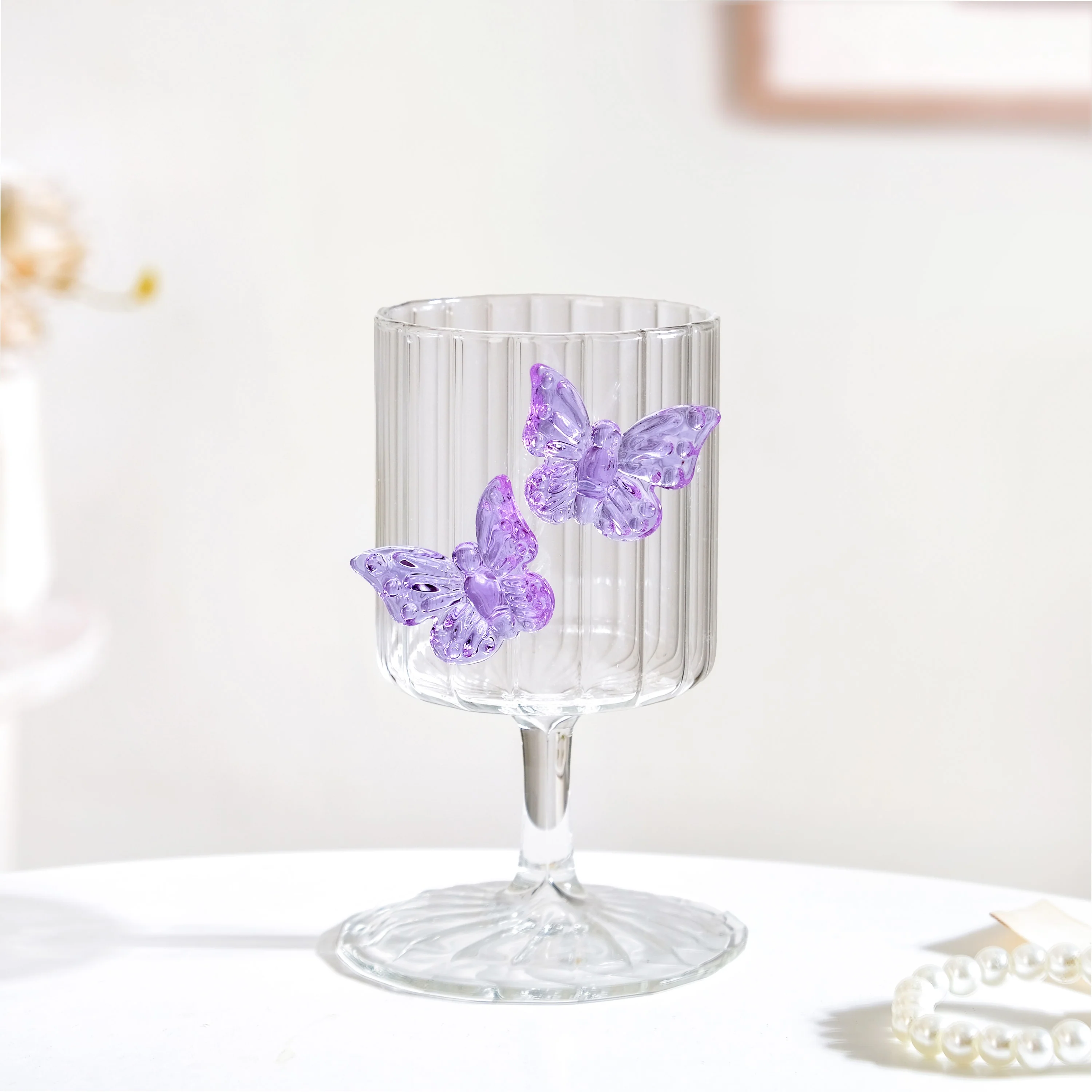 Crystal 3D Butterfly Wine Glass Lavender 250ml - Image 5