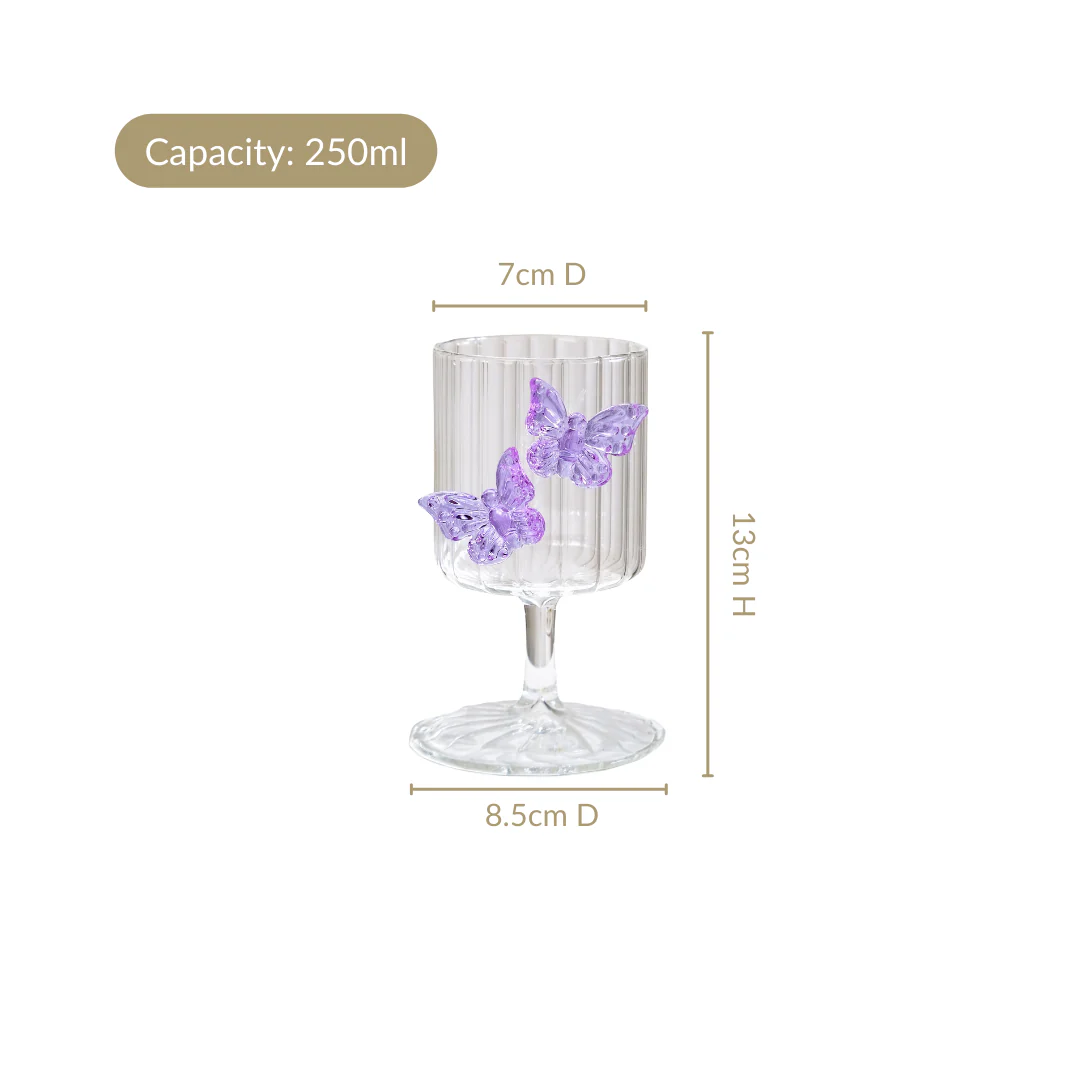 Crystal 3D Butterfly Wine Glass Lavender 250ml - Image 6