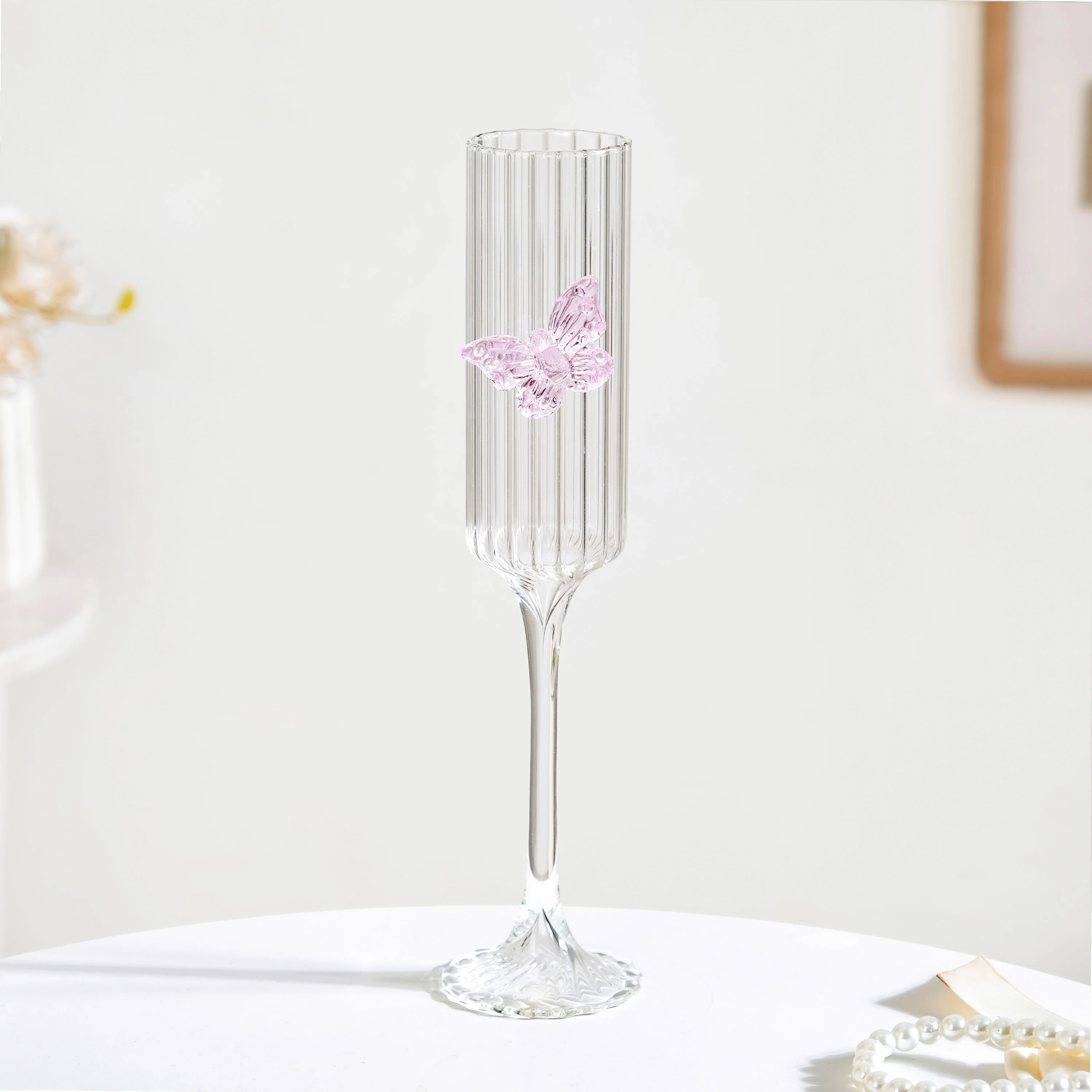 Crystal Butterfly Fluted Champagne Glass 190ml - Image 3