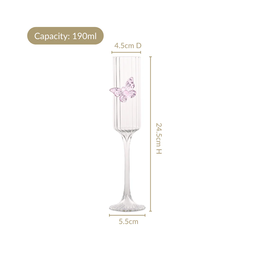 Crystal Butterfly Fluted Champagne Glass 190ml - Image 6