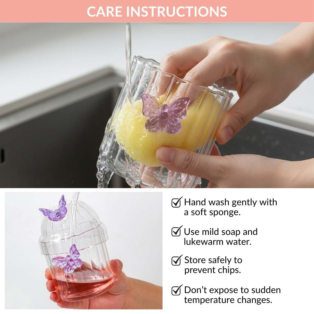 Crystal Fairy Core Butterfly Tumbler With Lid And Straw 450ml Set Of 2 Purple - Image 6