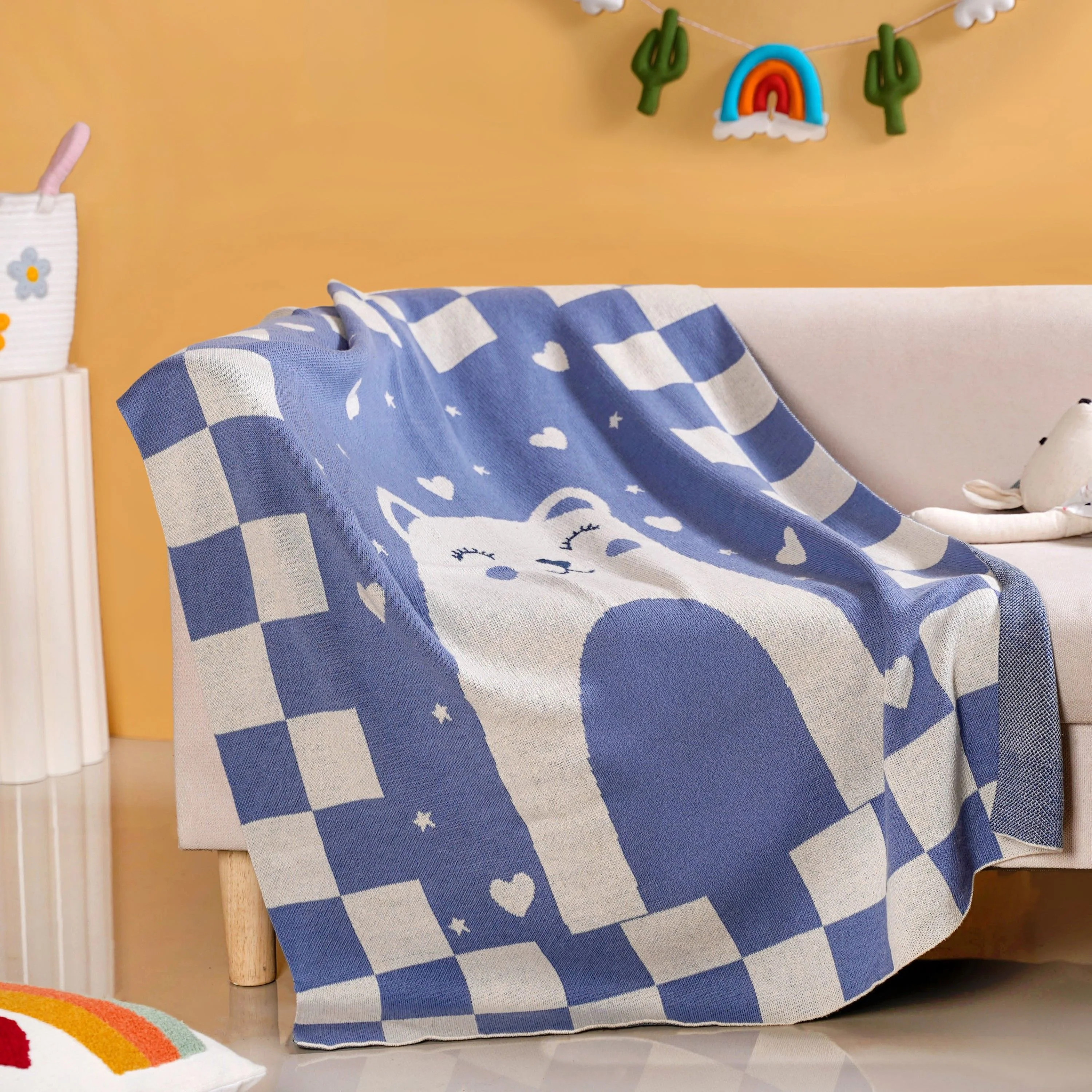 Cuddle Bear Knitted Cotton Throw Blanket For Toddlers 105x78cm - Image 7