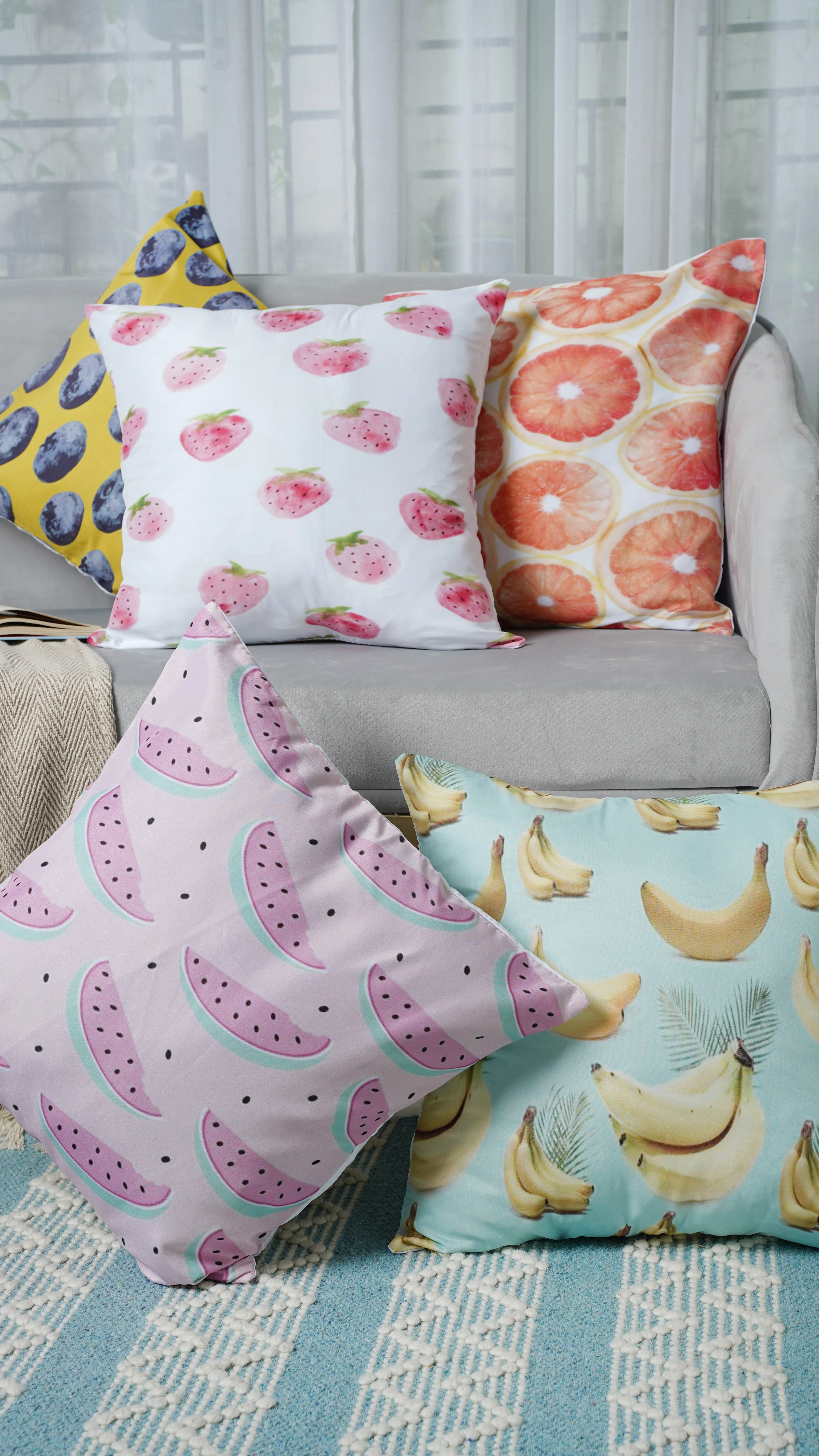 Cushion Cover Set of 5 with Fruit Prints - Image 16