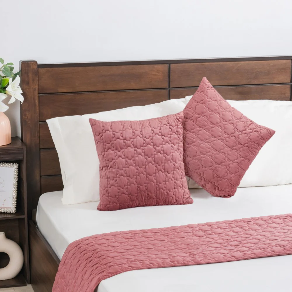 Cushion Cover & Table Runner Set Of 3 Pink - Image 5