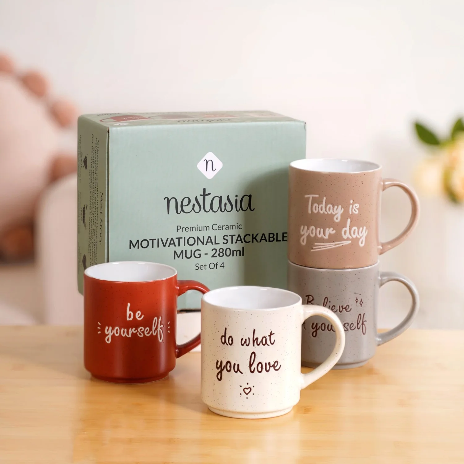 Daily Motivation Quotes Stackable Mugs Set Of 4 280ml - Image 10