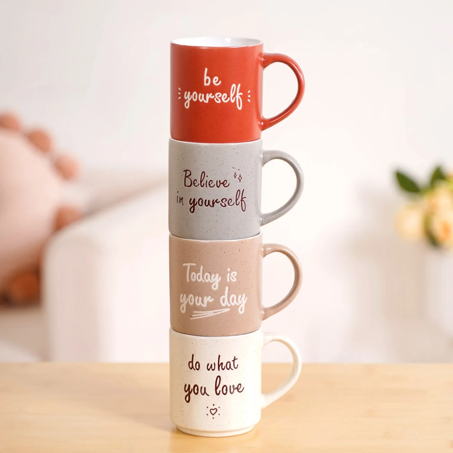 Daily Motivation Quotes Stackable Mugs Set Of 4 280ml - Image 5