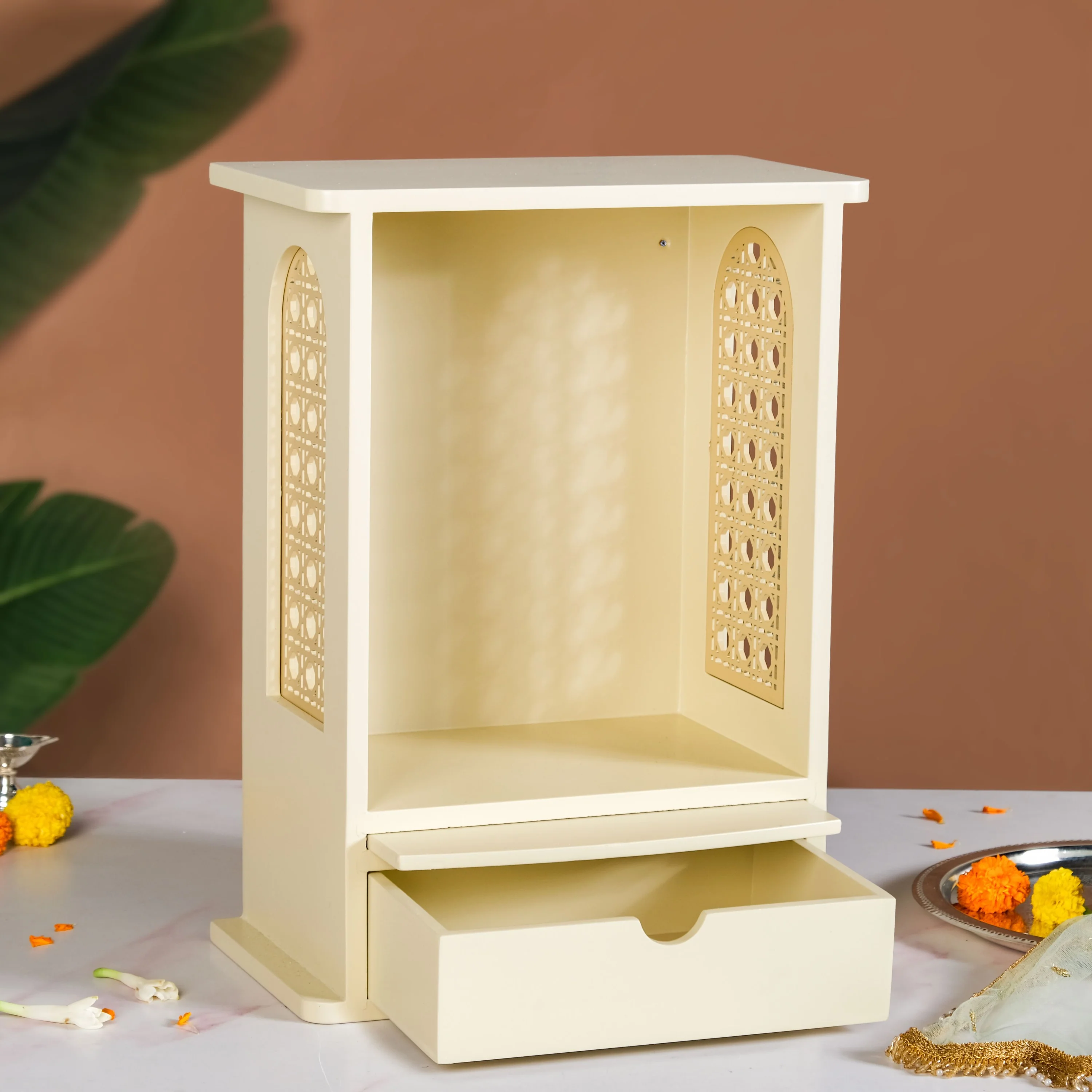 Daily Pooja Mandir For Home And Office Ivory Medium 30x17x42cm - Image 2
