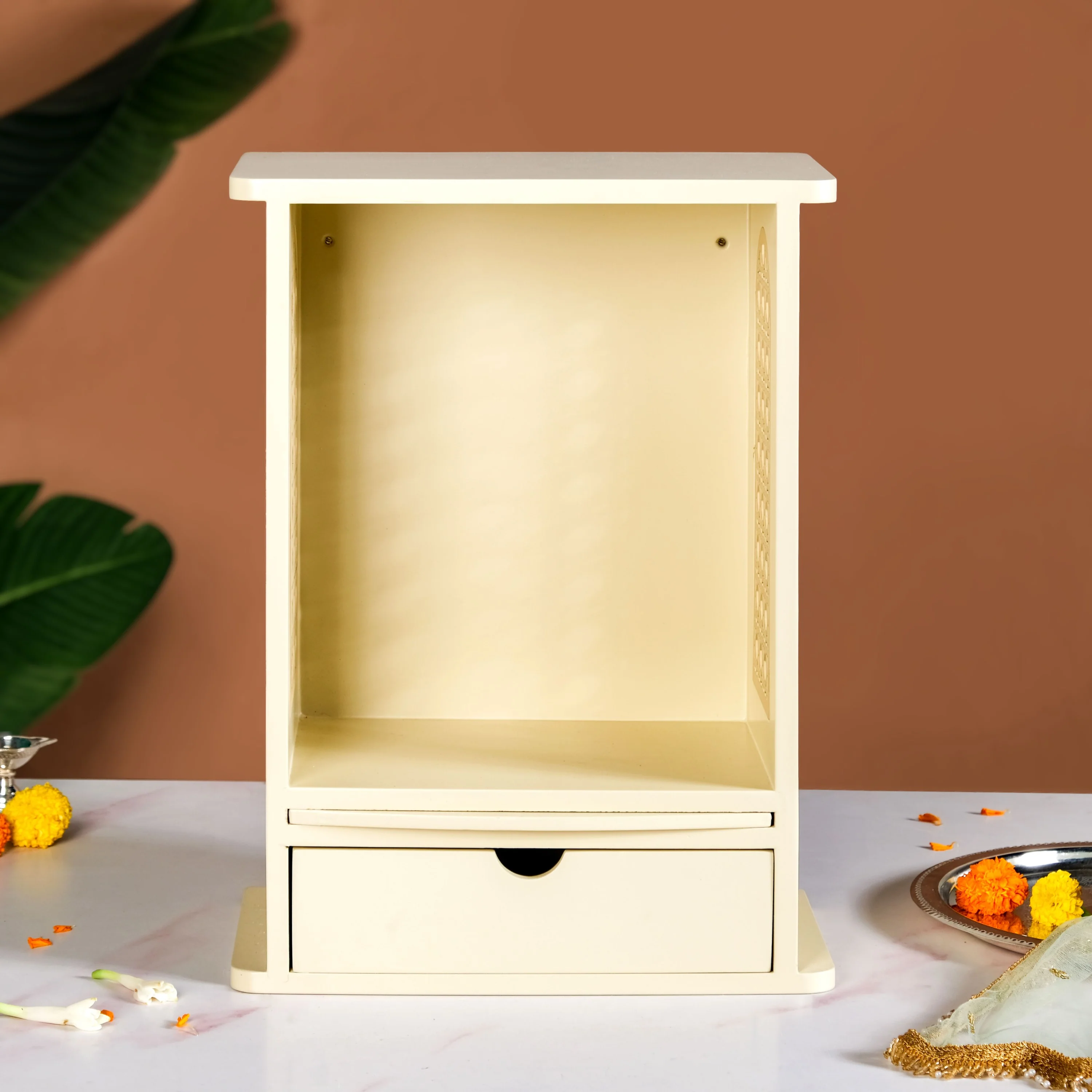 Daily Pooja Mandir For Home And Office Ivory Medium 30x17x42cm - Image 9
