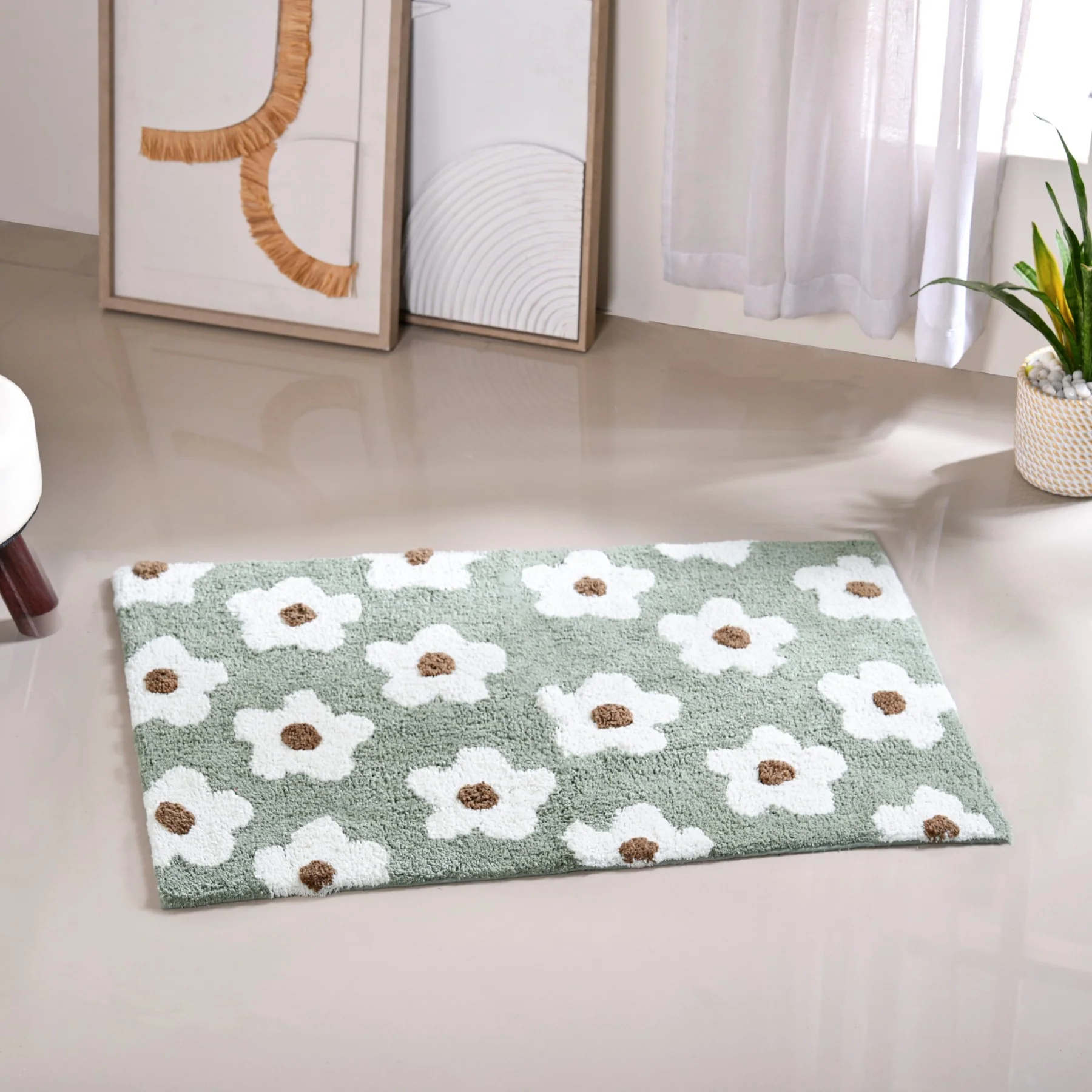 Daisy Flowers Cotton Anti Slip Floor Mat 83x53cm - Image 8