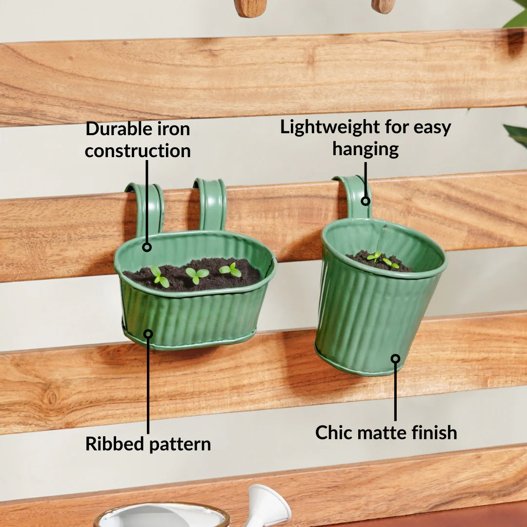 Decorative Miniature Hanging Planter For Kids Set Of 4 Green - Image 6