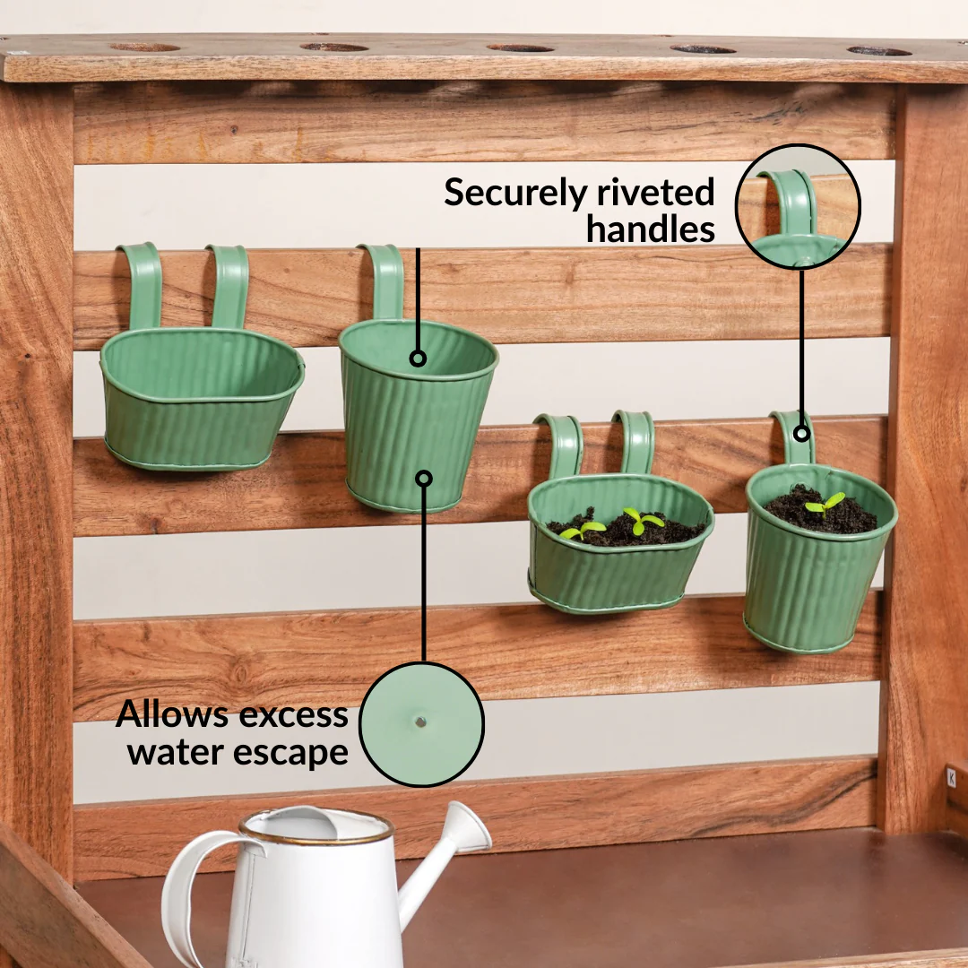 Decorative Miniature Hanging Planter For Kids Set Of 4 Green - Image 7