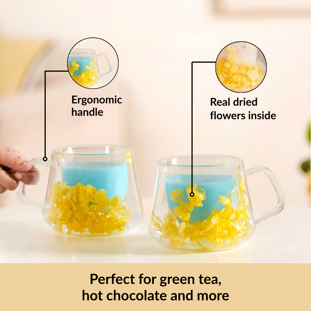 Diamond Cut Double Walled Coffee Mug Set Of 2 180ml - Image 5