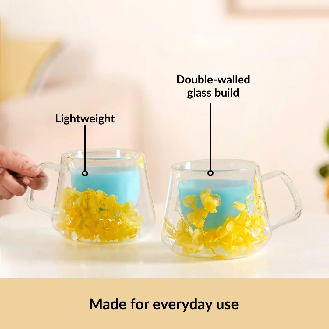 Diamond Cut Double Walled Coffee Mug Set Of 2 180ml - Image 6