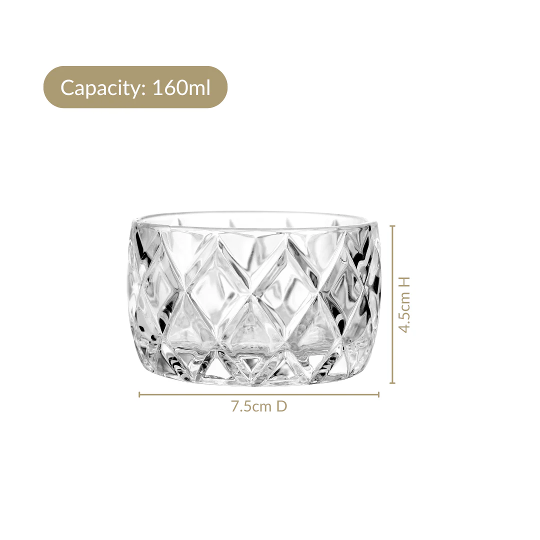 Diamond Cut Glass Bowl Set Of 6 160ml - Image 6