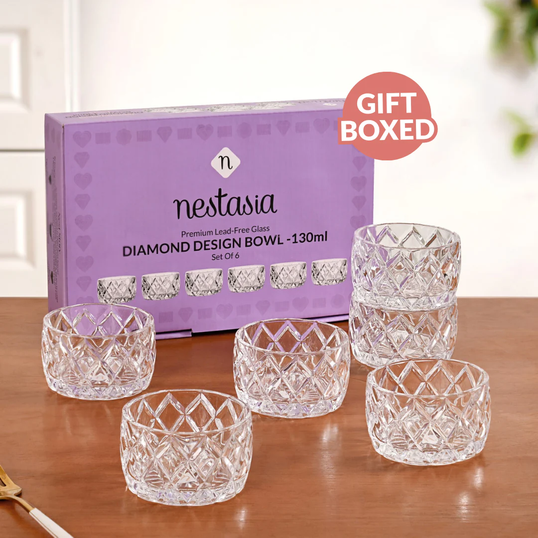 Diamond Cut Glass Bowl Set Of 6 160ml - Image 7