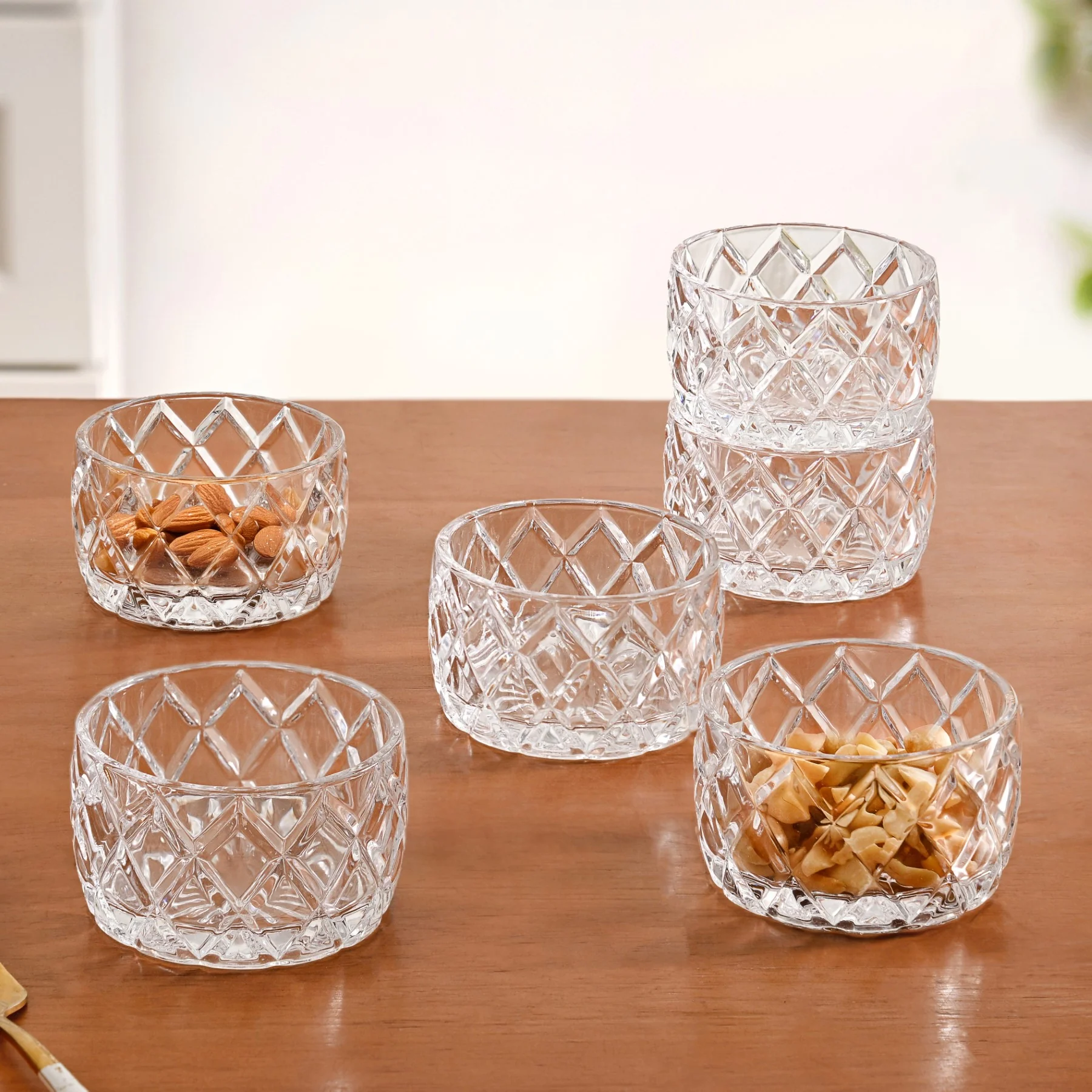 Diamond Cut Glass Bowl Set Of 6 160ml - Image 9