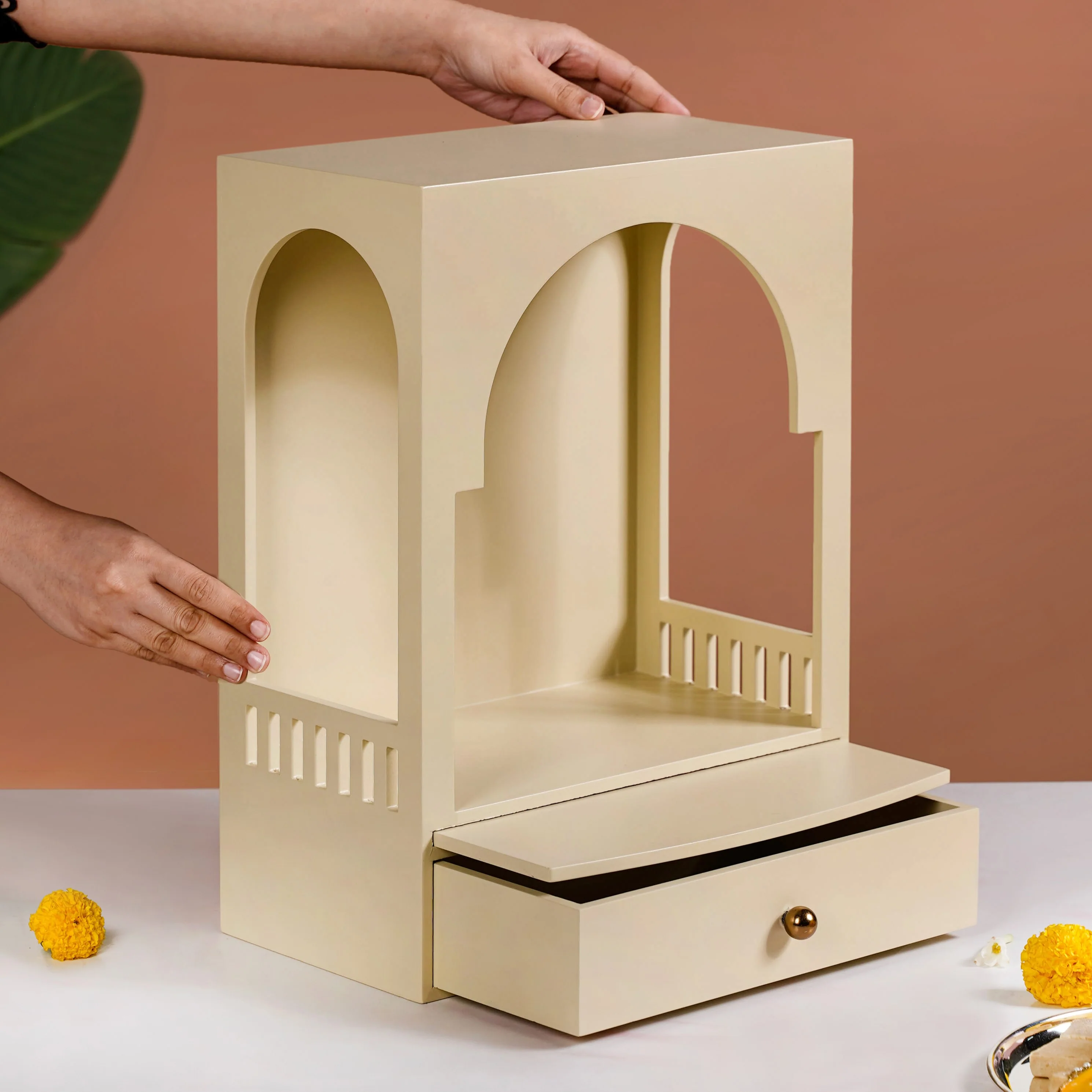 Divine Minimalist Wall Mount Mandir For Home And Office Medium 30x17x42cm - Image 3