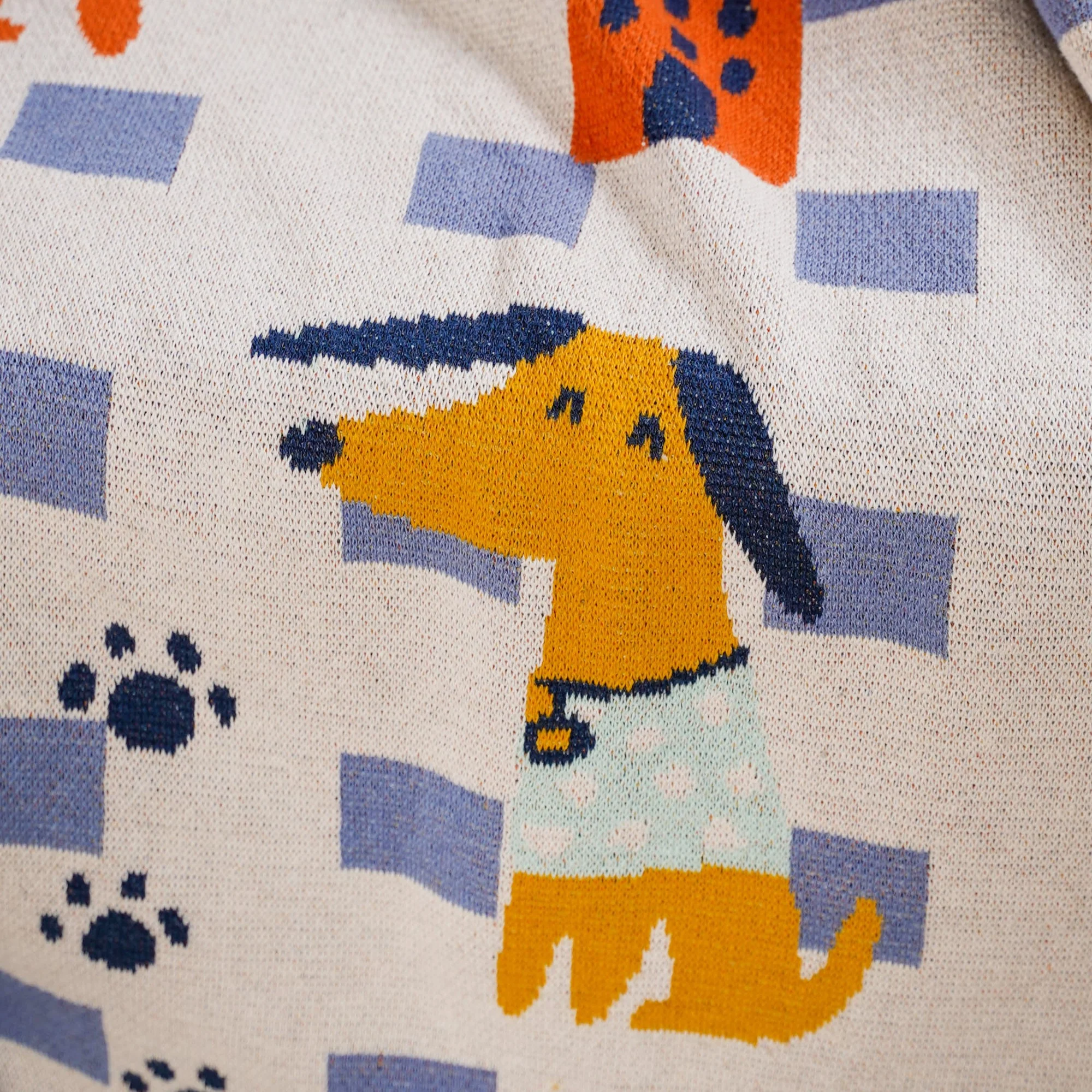 Dog Park Knitted Cotton Throw Blanket For Kids 155x132cm - Image 5