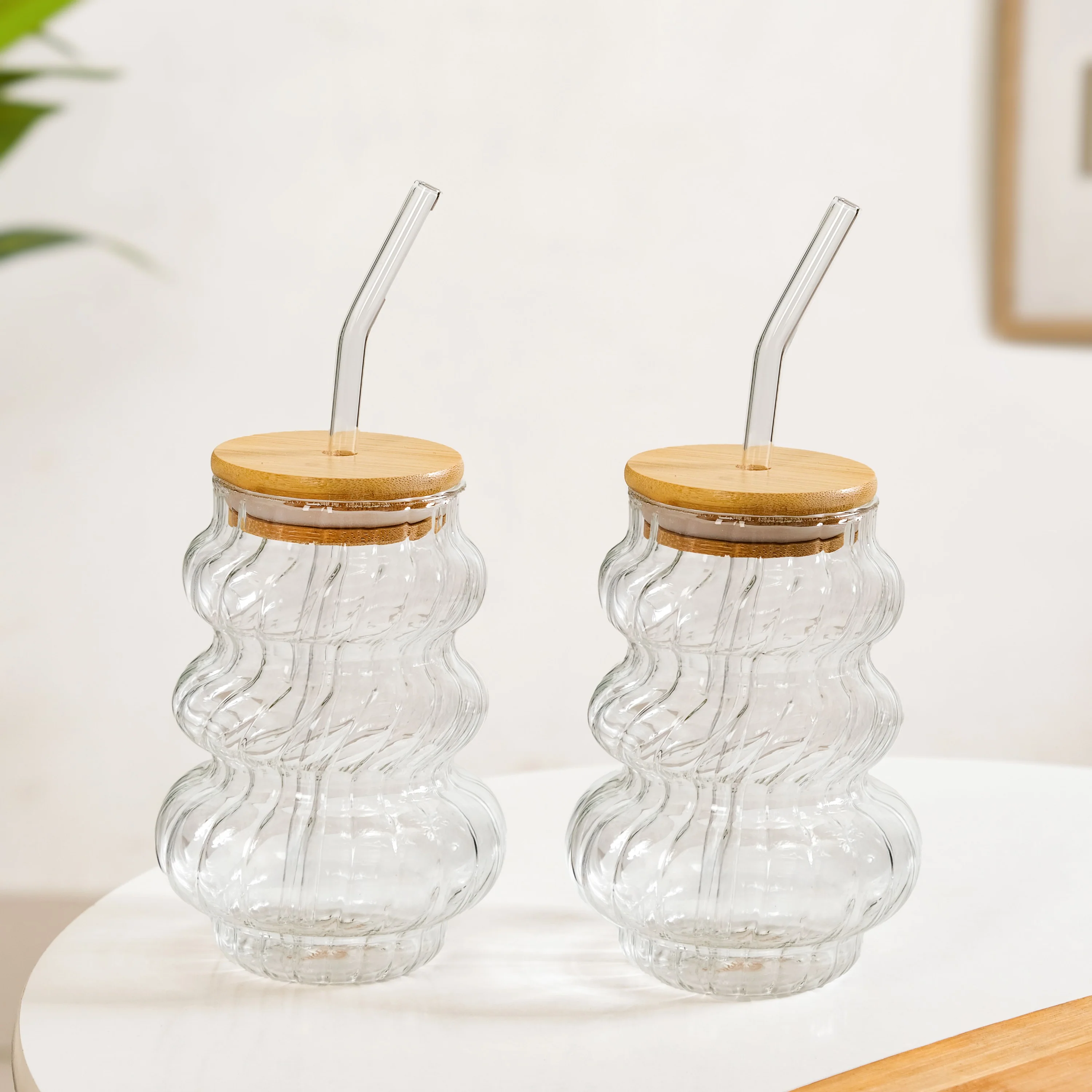 Donut Tower Borosilicate Tumbler With Straw Set Of 2 500ml - Image 2